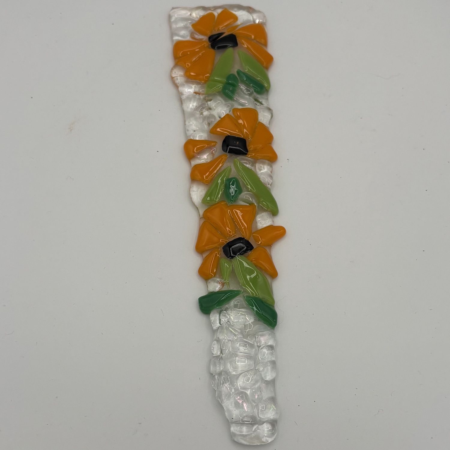 Meredith Bokeno, Fused Glass Garden Stake, Sunflowers
