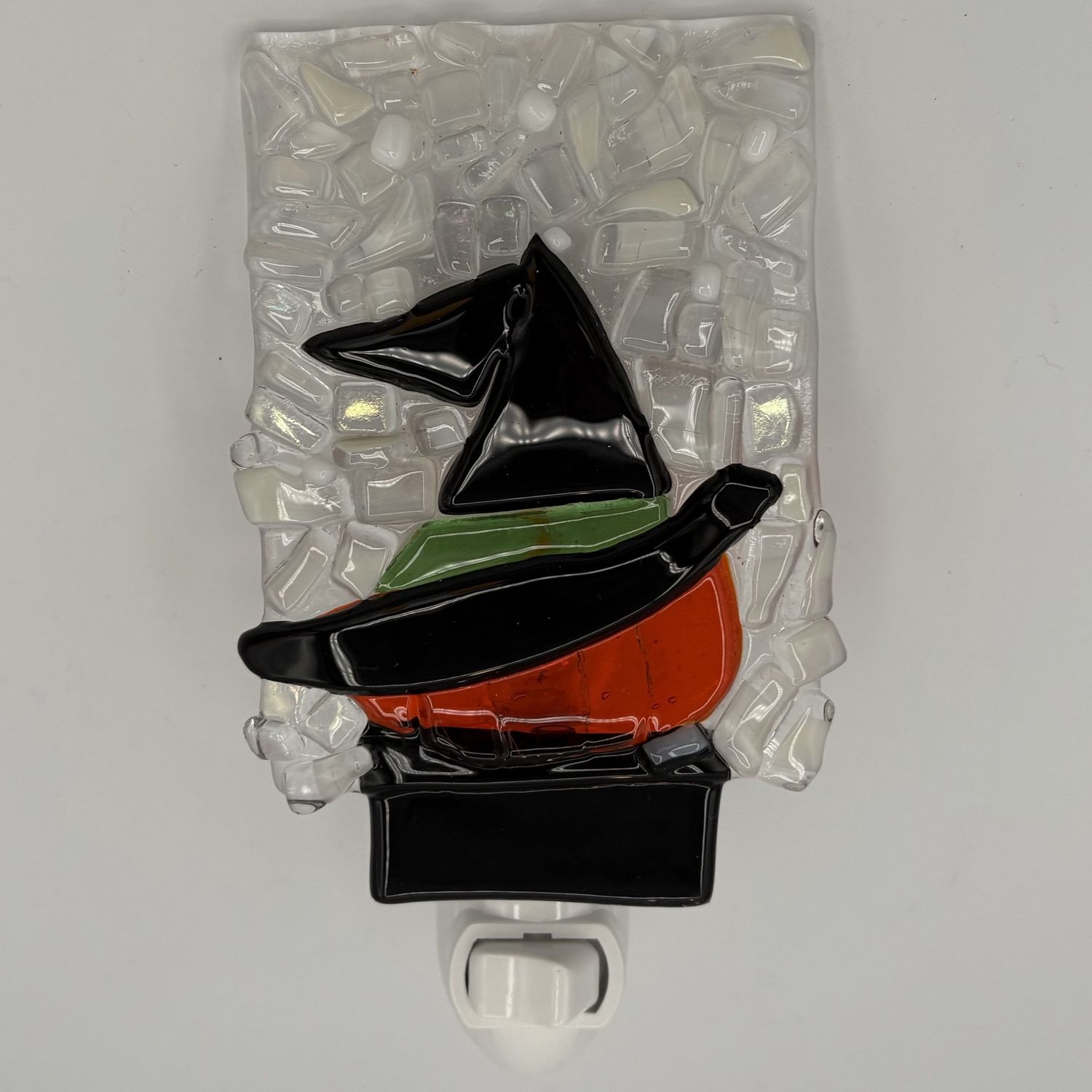 Jody Mann, Fused Glass Nightlight, Witchy Pumpkin