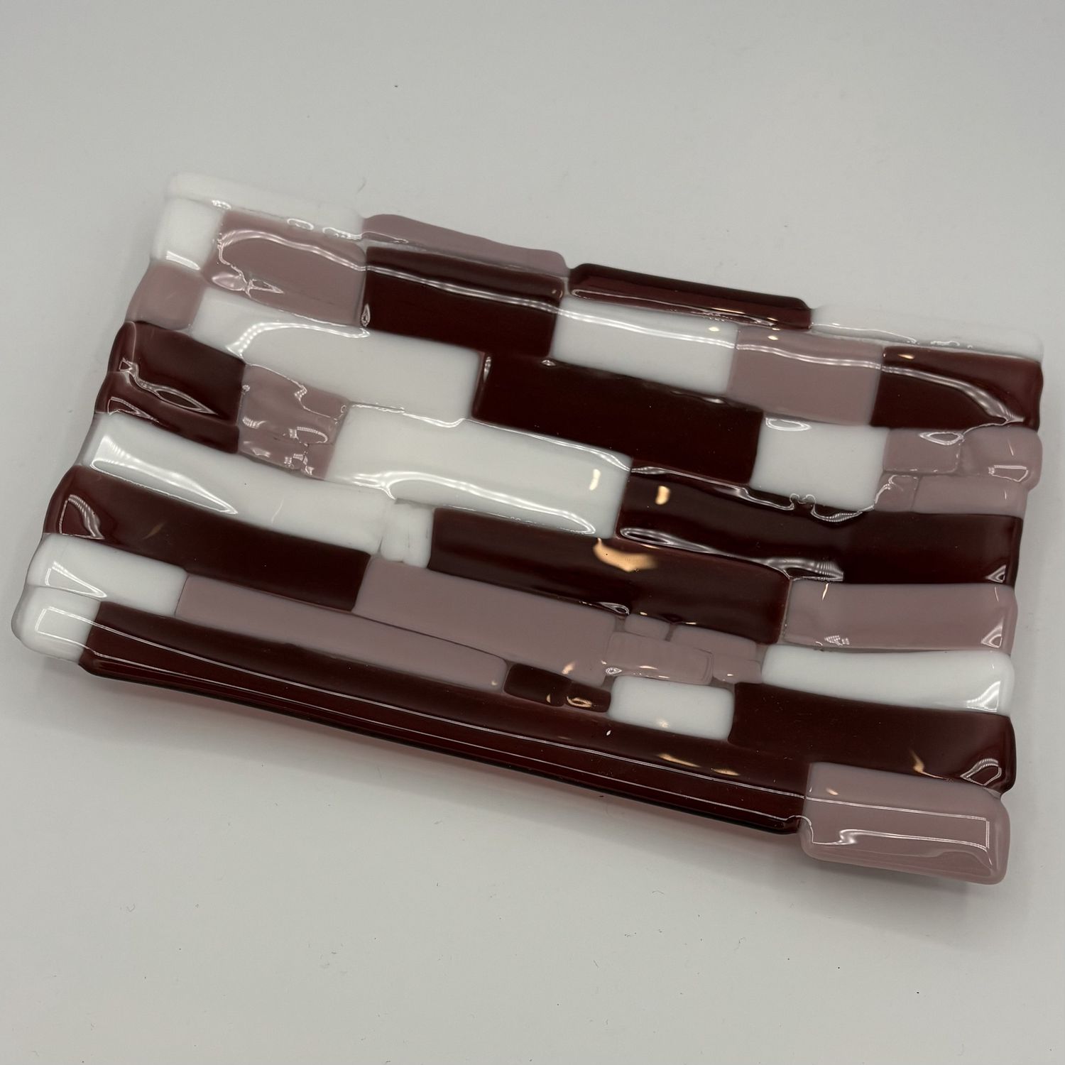 Kathleen Honeycutt, Fused Glass Dish, Purple and White Stripes