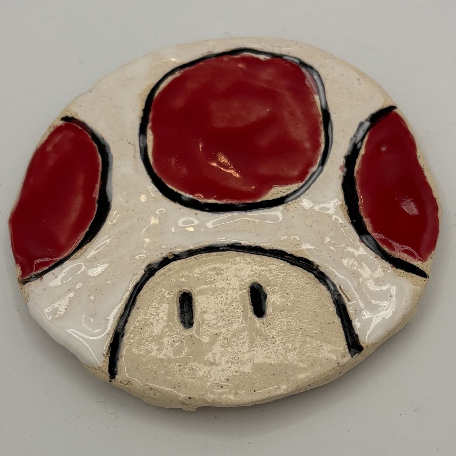 Nathan Strother, Ceramic Coaster, Red and White Mushroom 2