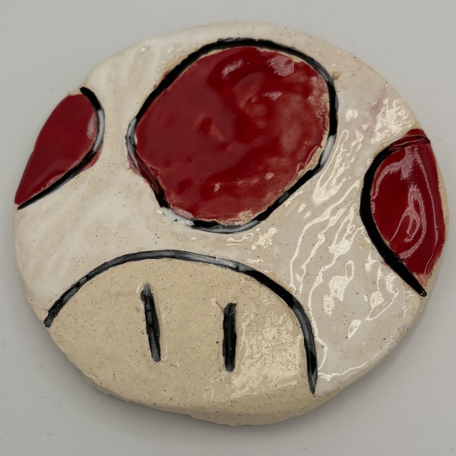 Nathan Strother, Ceramic Coaster, Red and White Mushroom 1