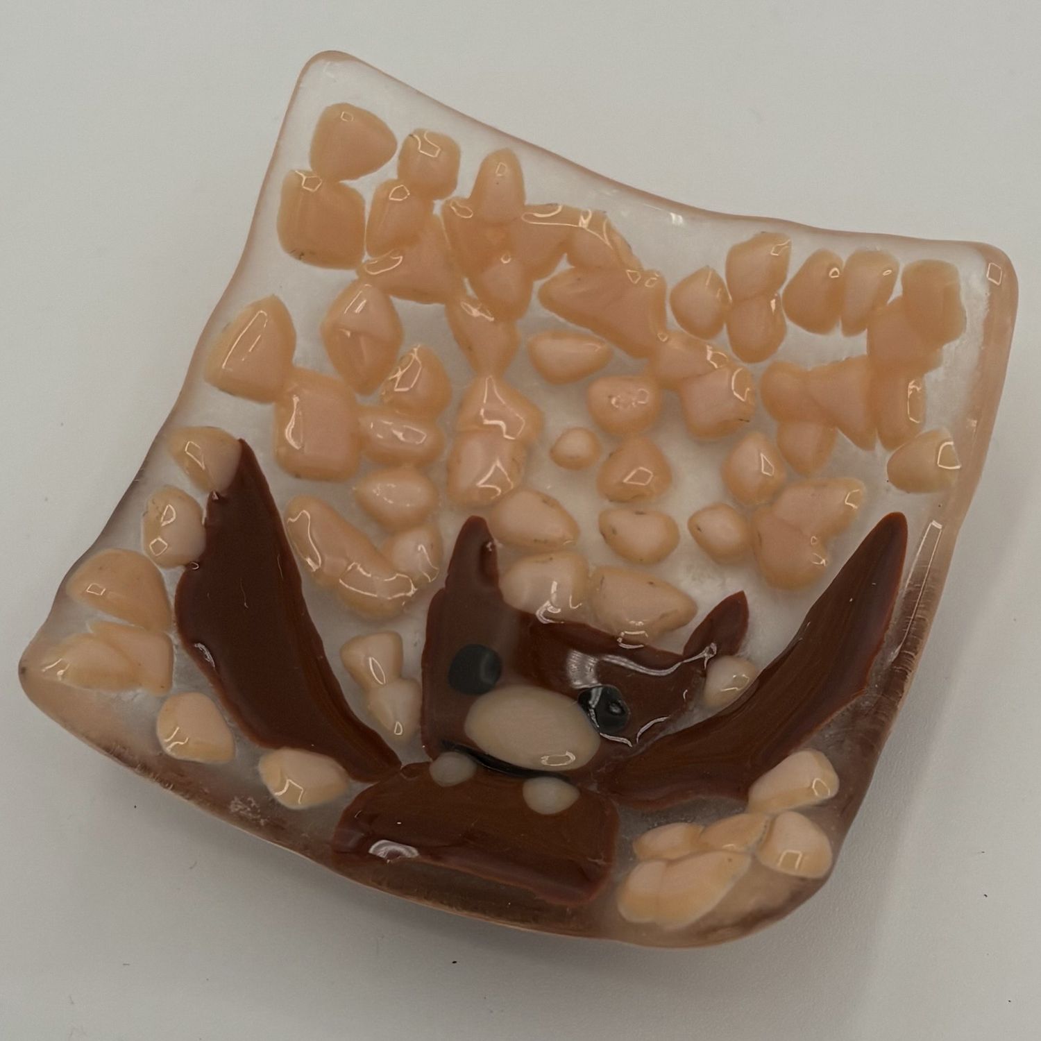 Amy Thompson, Fused Glass Ring Dish, Brown Bat