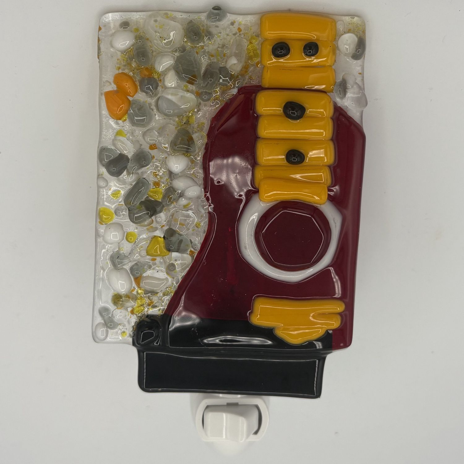 Mike Meehan, Fused Glass Nightlight, Red and Yellow Guitar