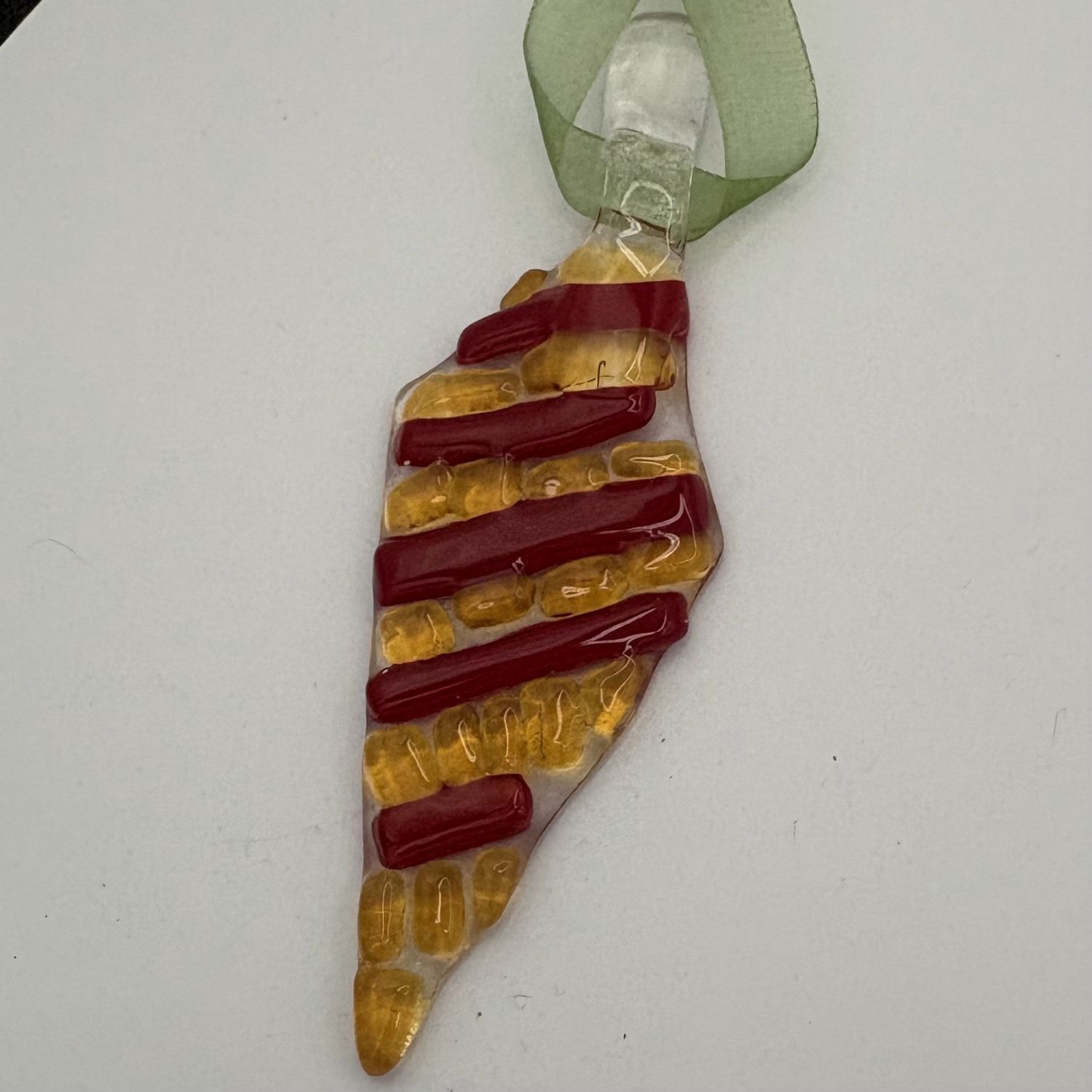 Tiffany Jameson, Fused Glass Ornament, Red and Yellow Design