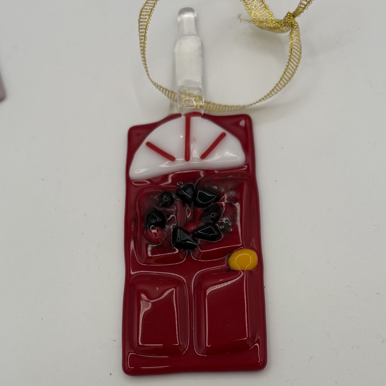 Rachel Ransbottom, Fused Glass Ornament, Festive Red Door