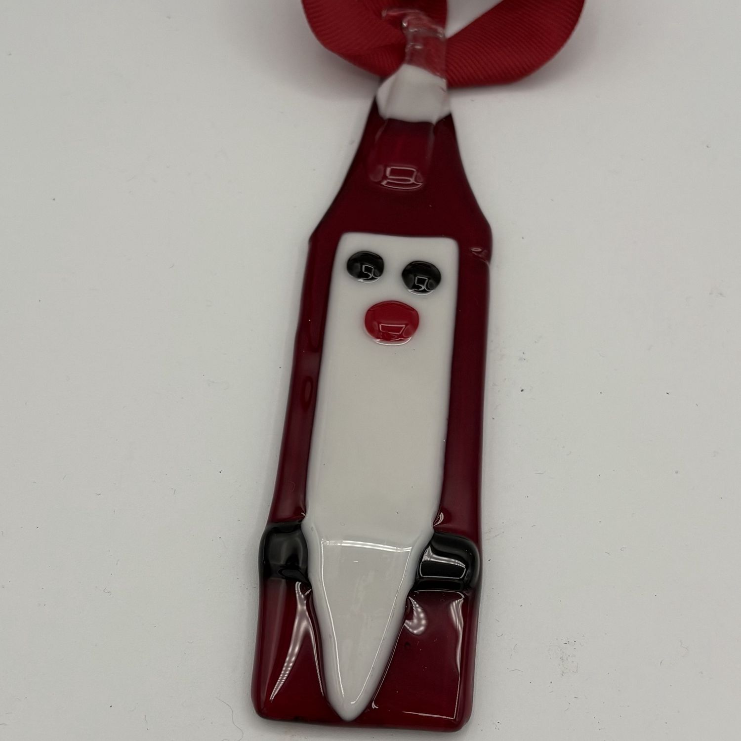 Erin Williams, Fused Glass Ornament, Long-Bearded Santa