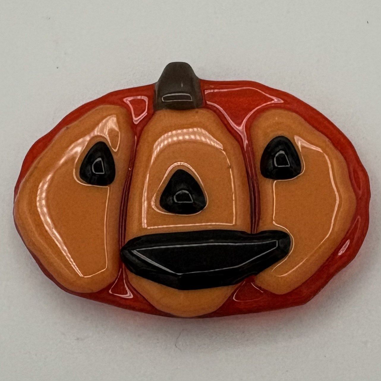 Alaina Weeks, Fused Glass Magnet, Happy Jack-O-Lantern 2