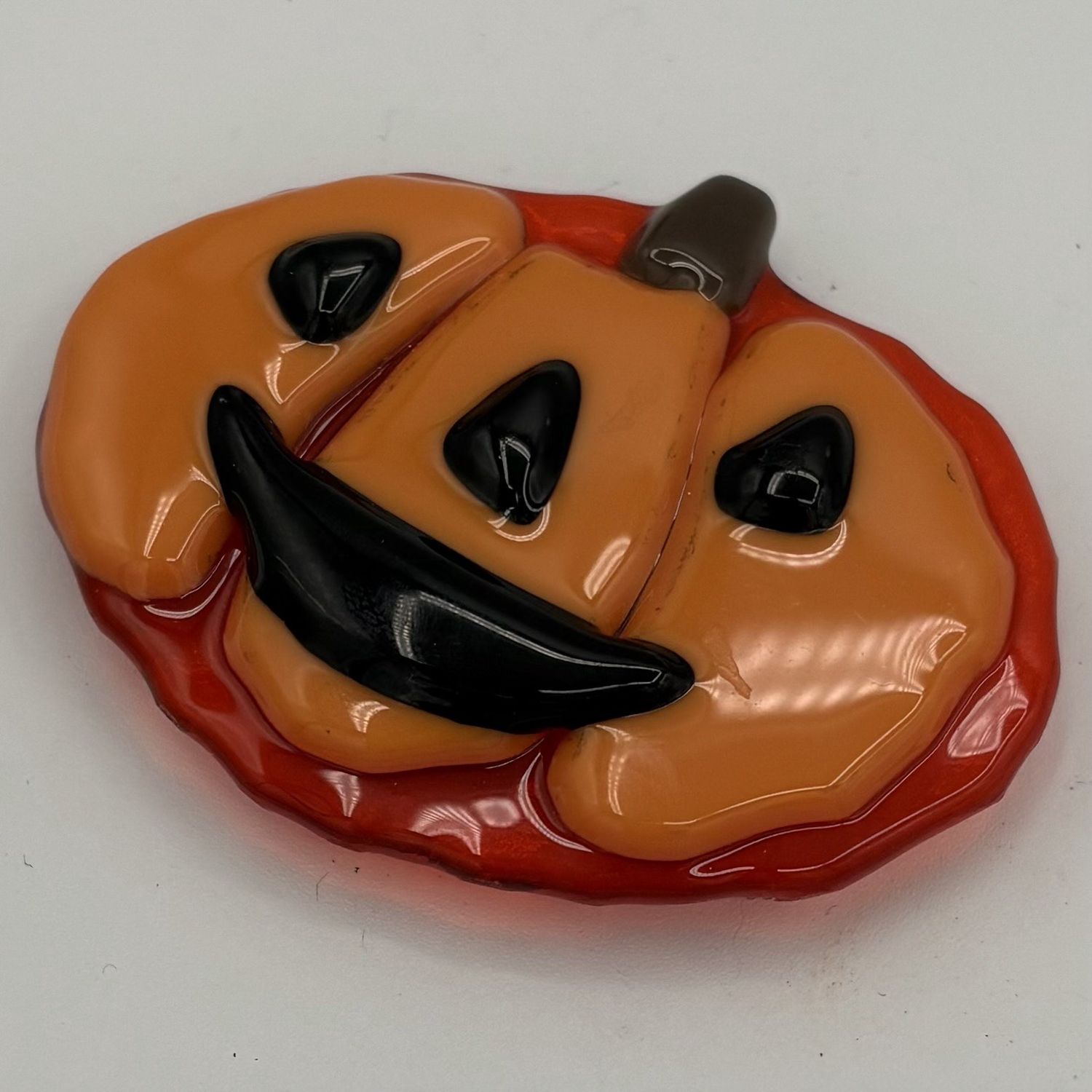 Kenny Needham, Fused Glass Magnet, Happy Jack-O-Lantern 1