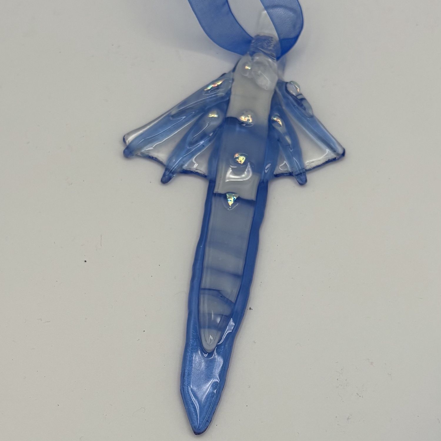Liz Pfeiffer, Fused Glass Ornament, Blue and White Design 3