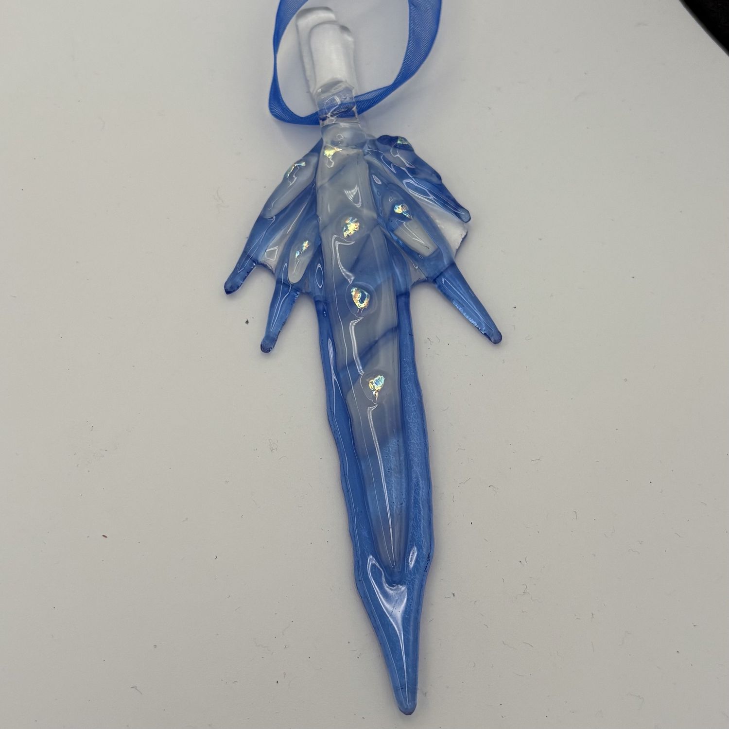 Liz Pfeiffer, Fused Glass Ornament, Blue and White Design 5