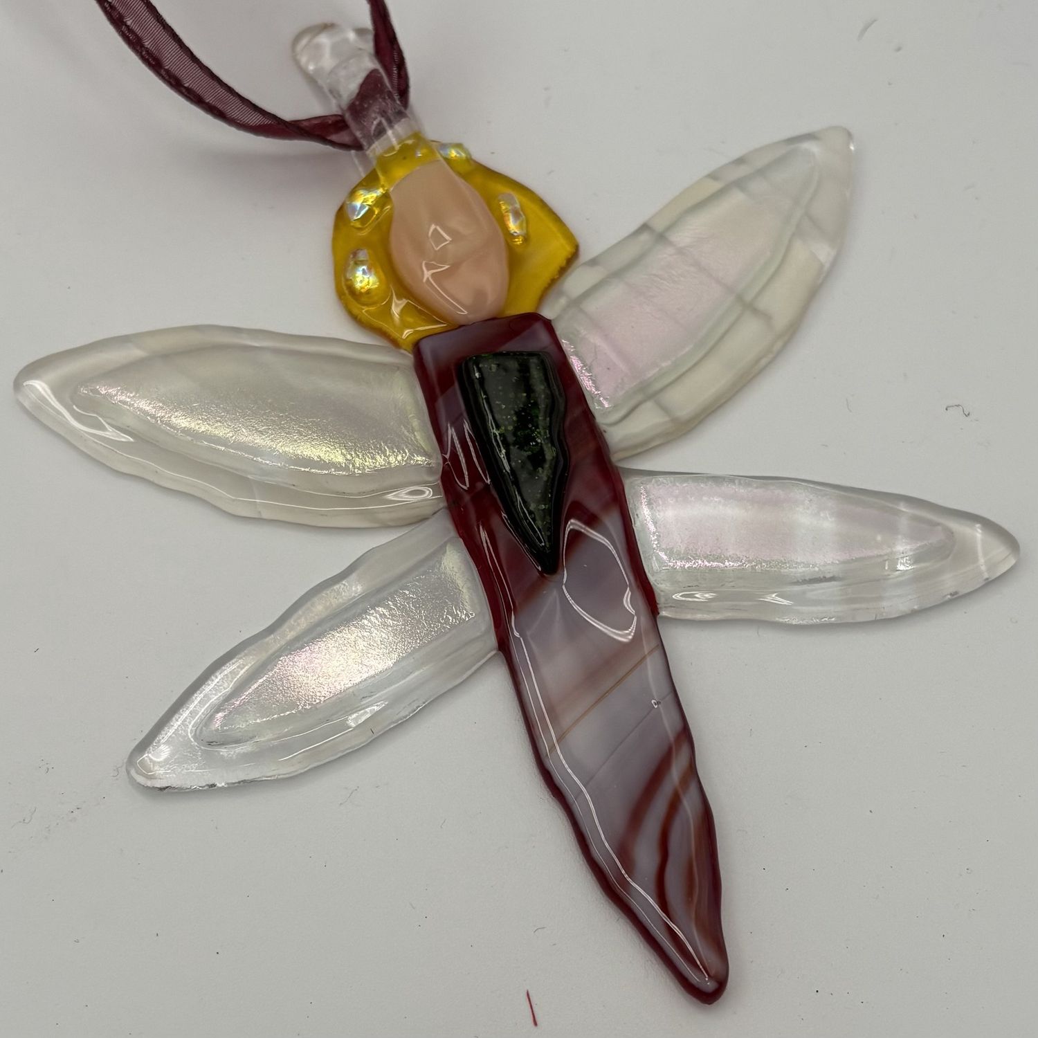 Liz Pfeiffer, Fused Glass Ornament, Red Fairy 1