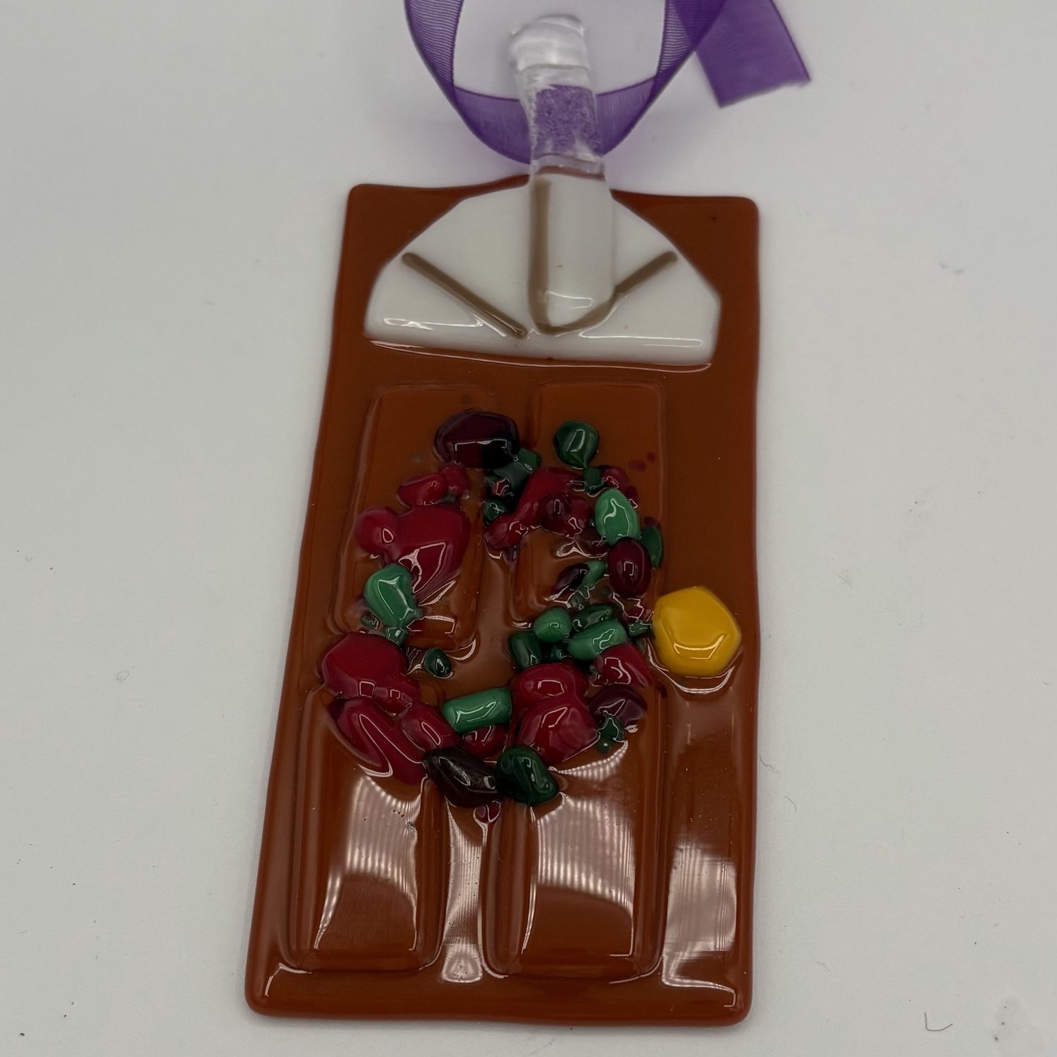 Lori Lefferts, Fused Glass Ornament, Festive Brown Door 2