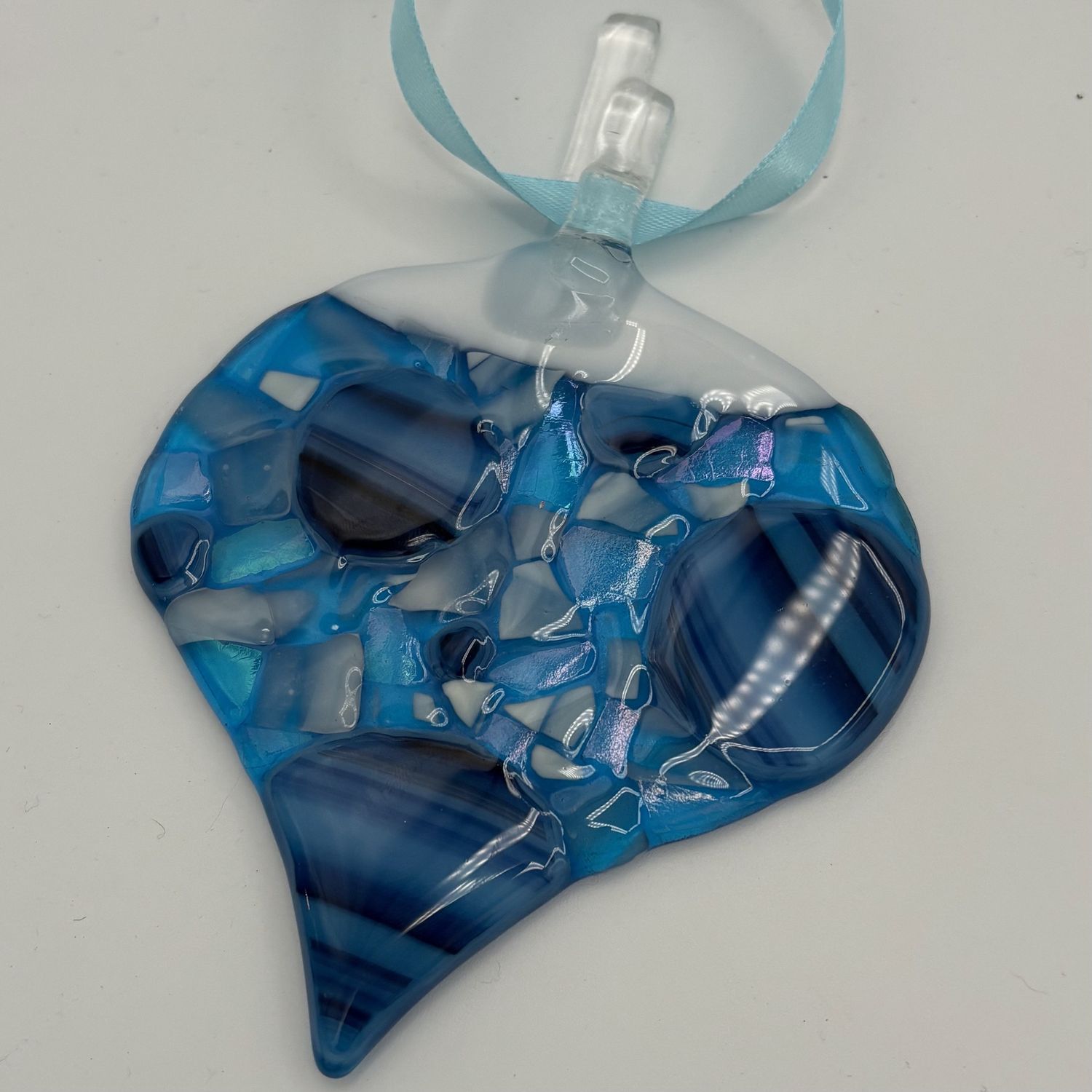 Liz Pfeiffer, Fused Glass Ornament, Traditional Blue Design