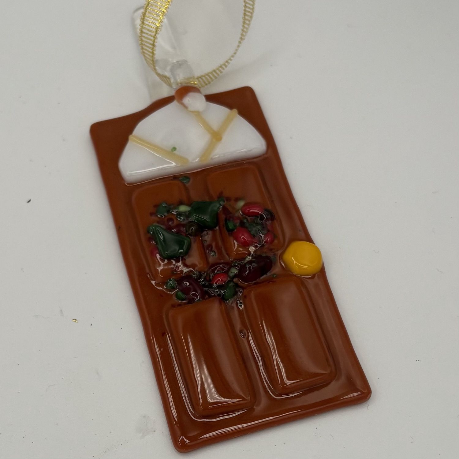 Amy Thompson, Fused Glass Ornament, Light Brown Door