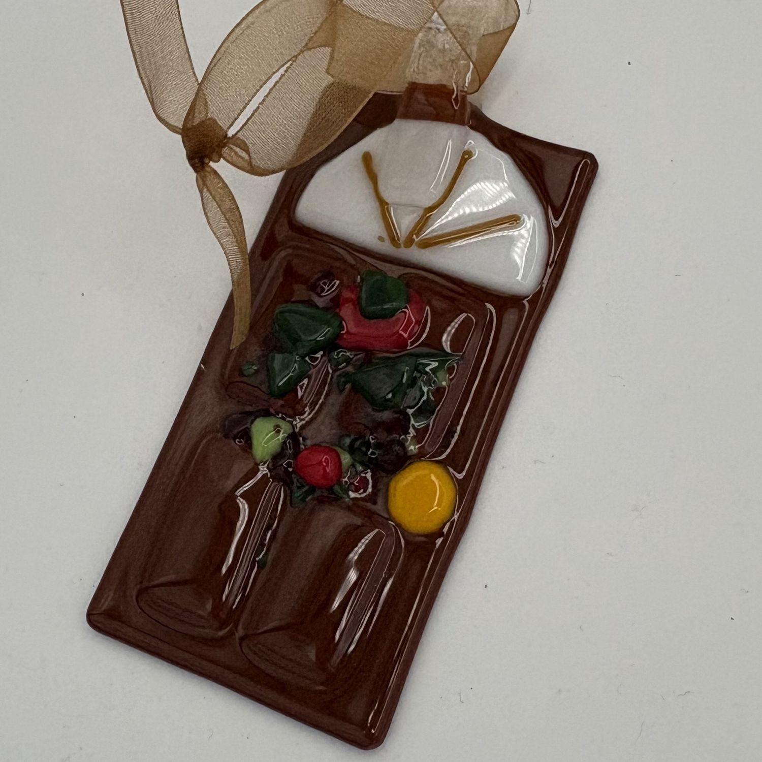 Mark Hodge, Fused Glass Ornament, Brown Door 2