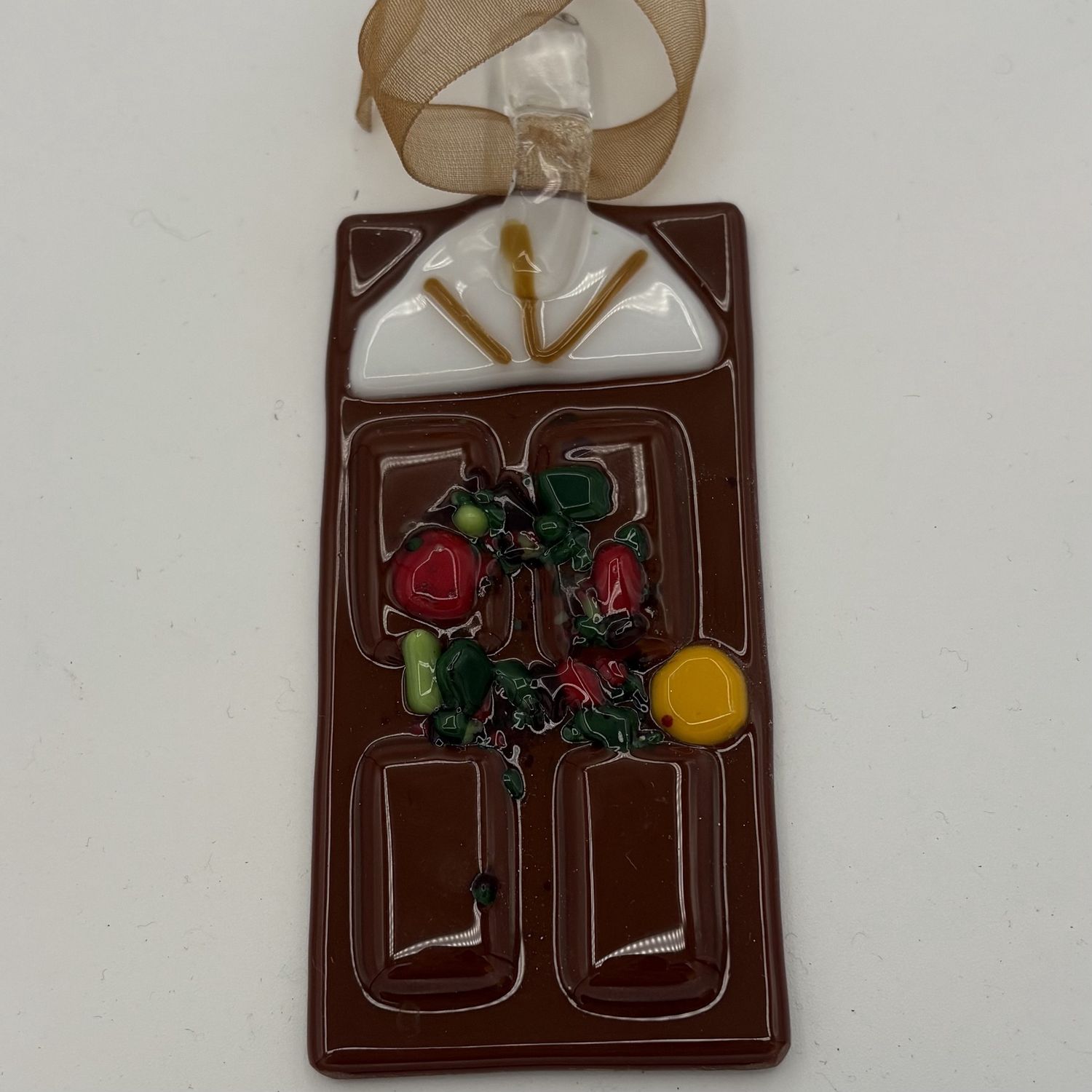 Mark Hodge, Fused Glass Ornament, Brown Door 1