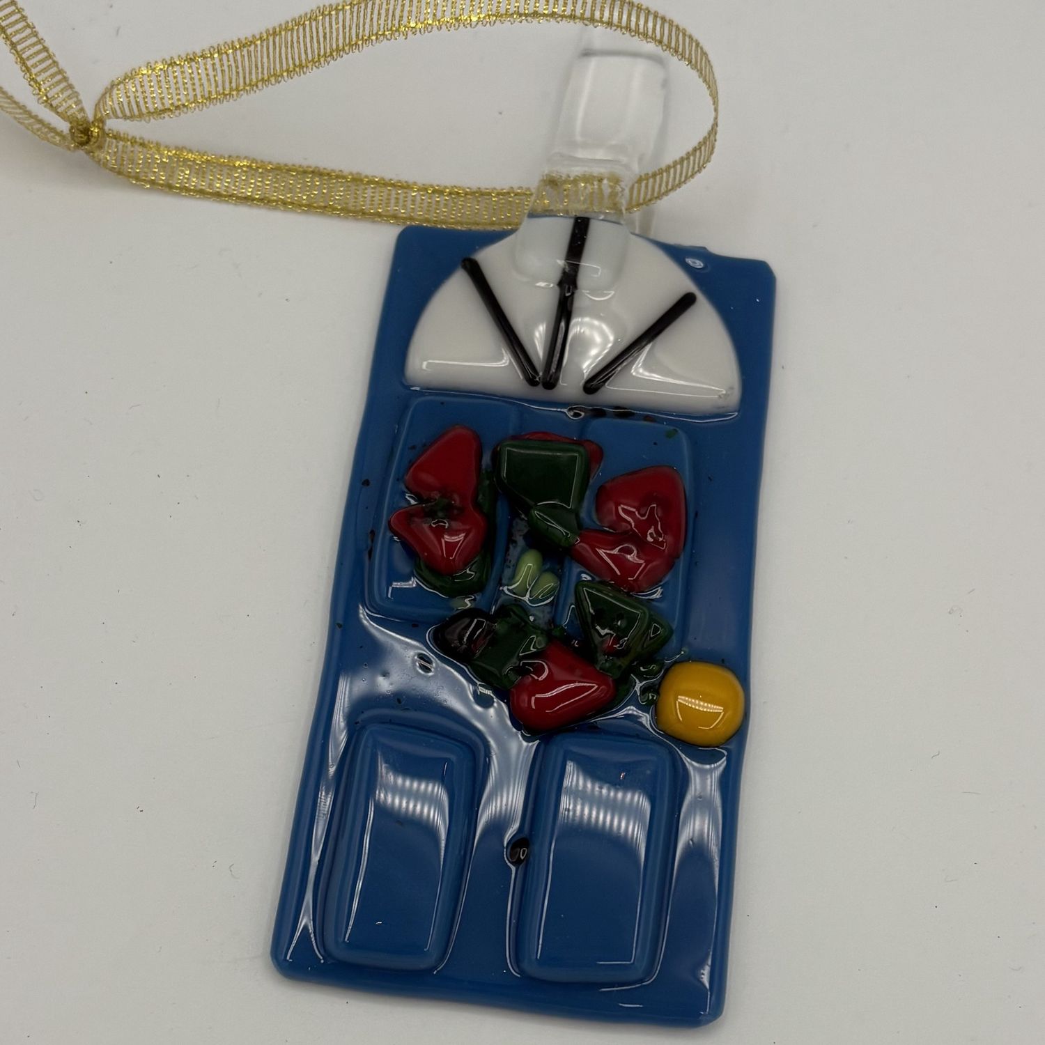 Saul Ray, Fused Glass Ornament, Blue Door 1