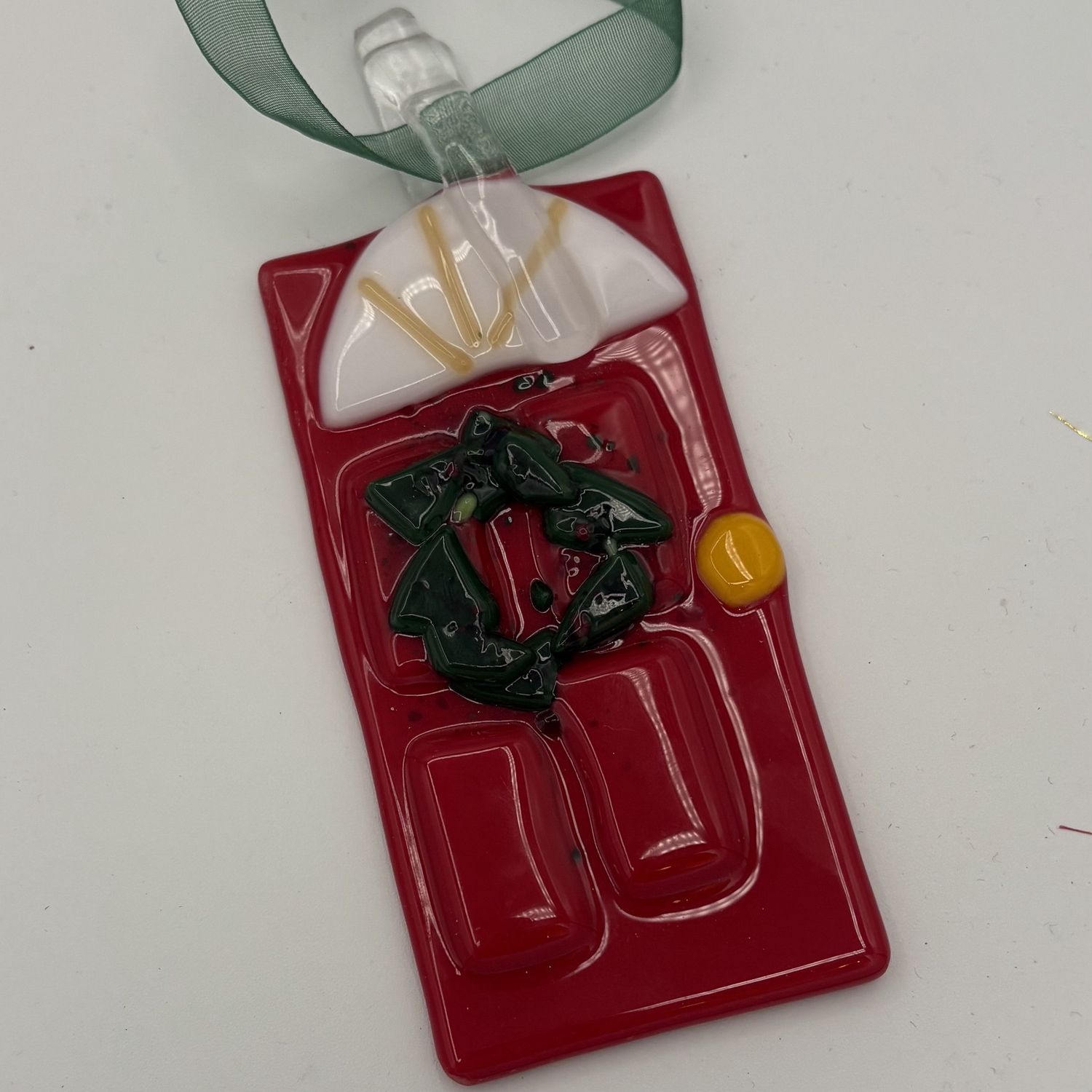 Dionysia Sanchez, Fused Glass Ornament, Red Door 2