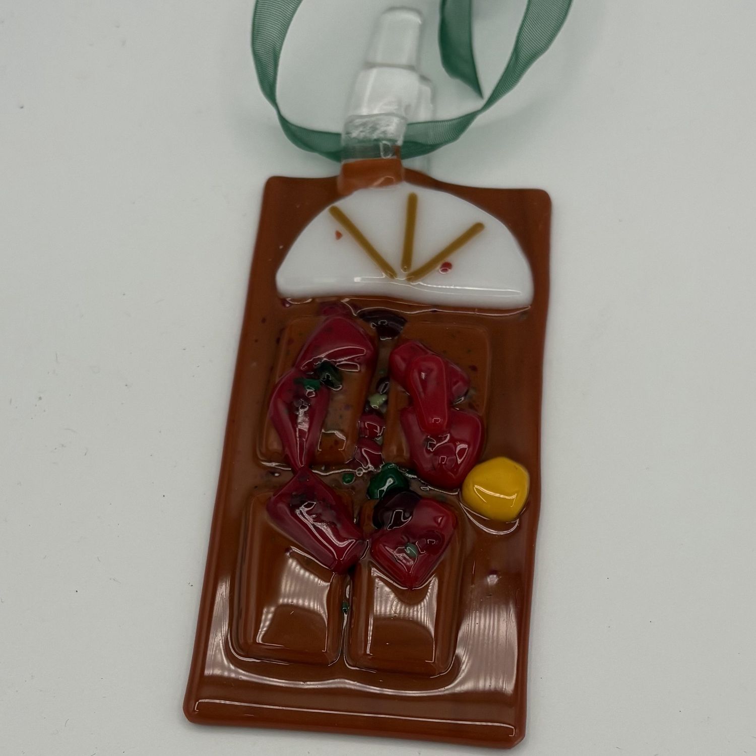 Dale Murphy, Fused Glass Ornament, Brown Door 1