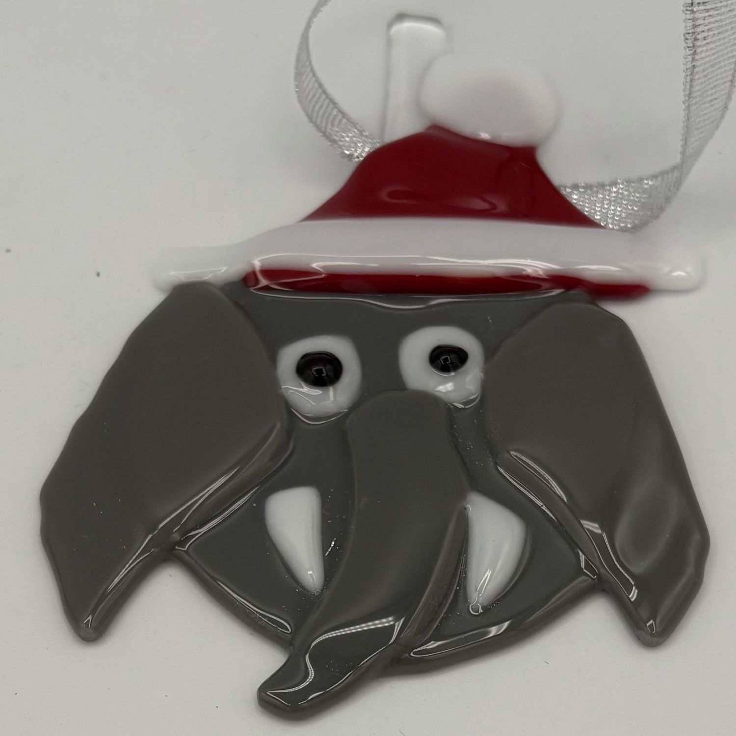 Nathan Strother, Fused Glass Ornament, Festive Elephant