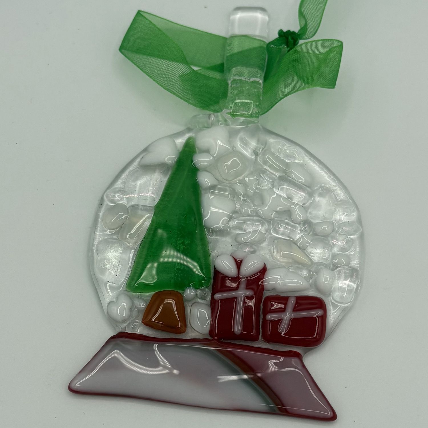 Samantha Pitts, Fused Glass Ornament, Snow Globe