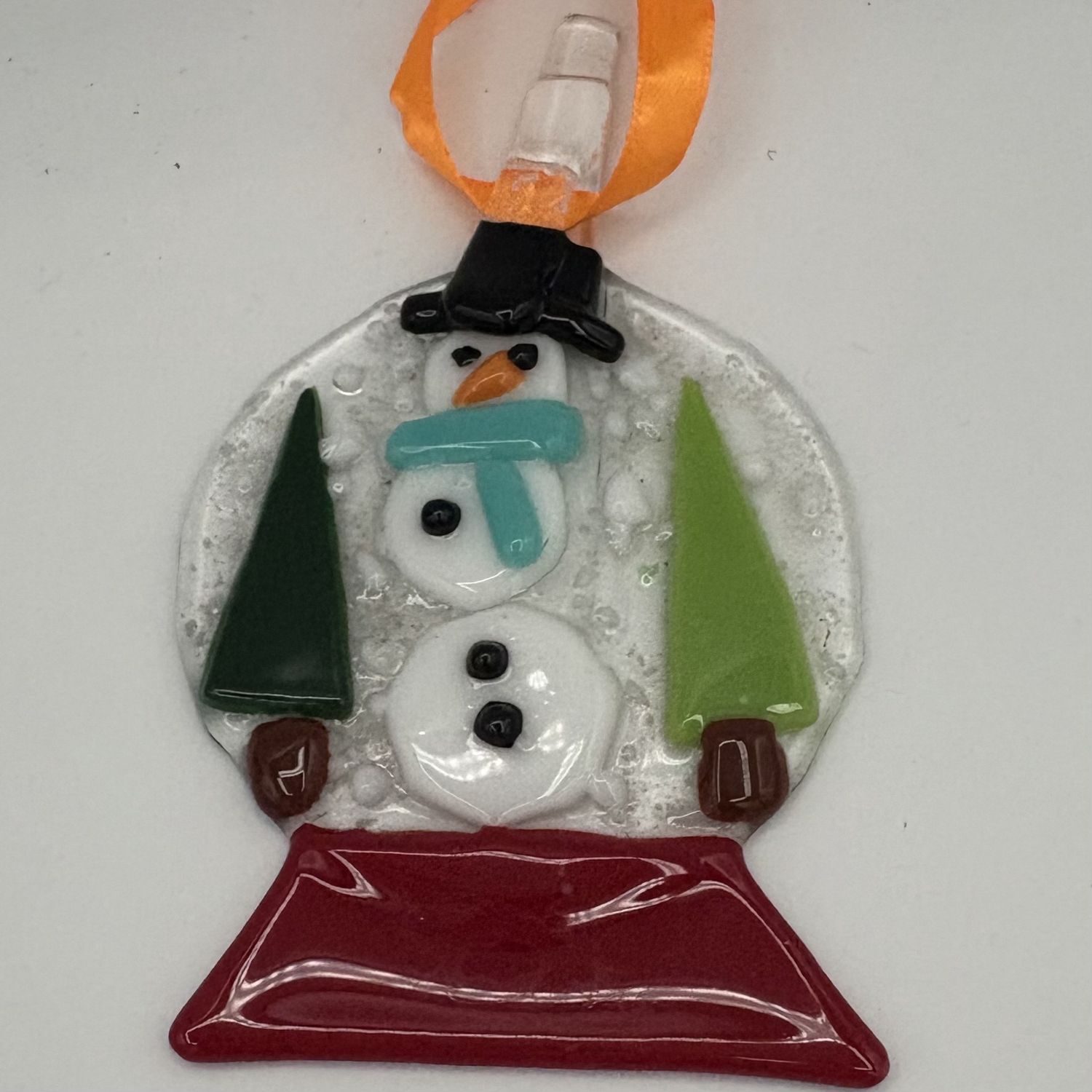 Erica Hasler, Fused Glass Ornament, The Snowman&#39;s Snowglobe