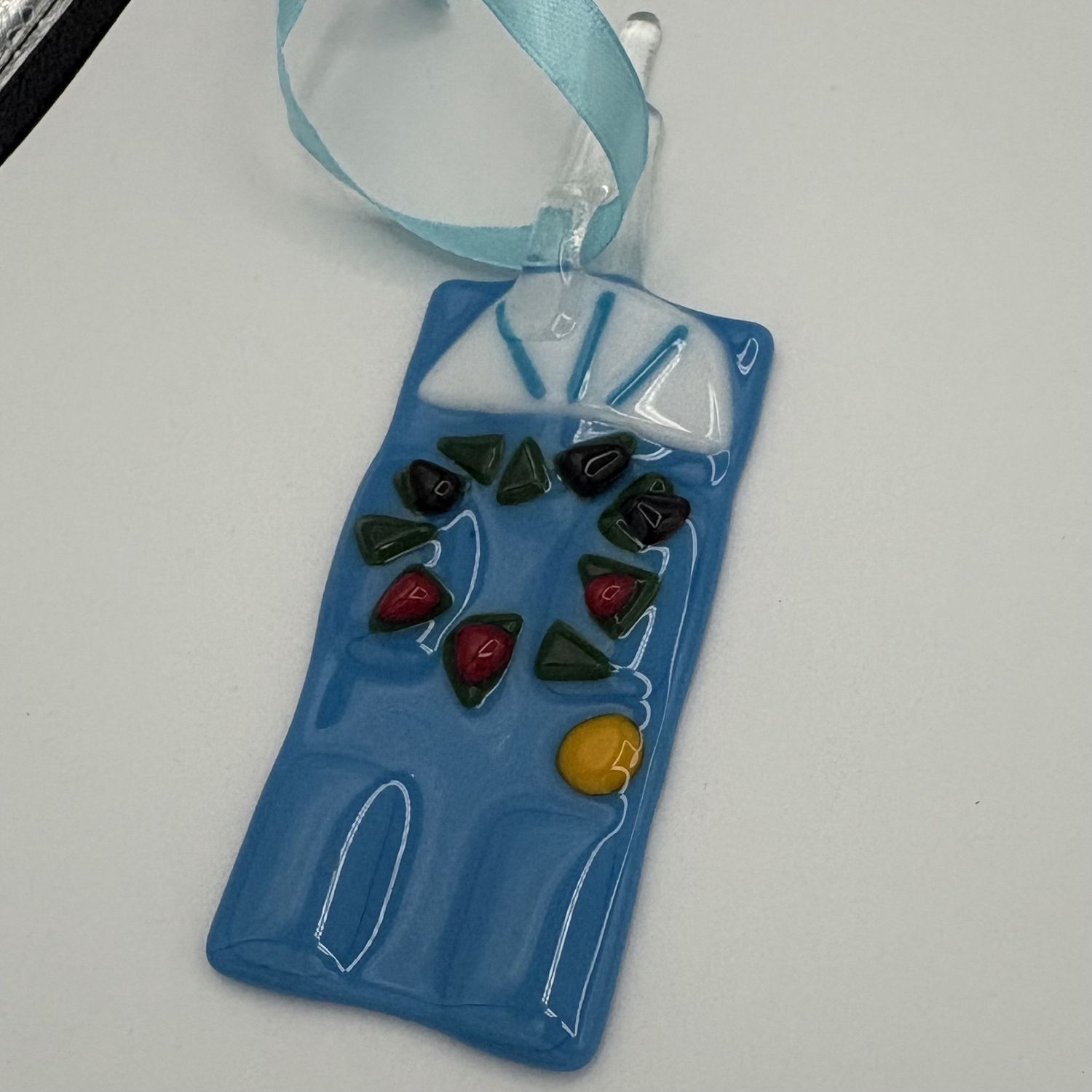 Brett Garrett, Fused Glass Ornament, Blue Door 1