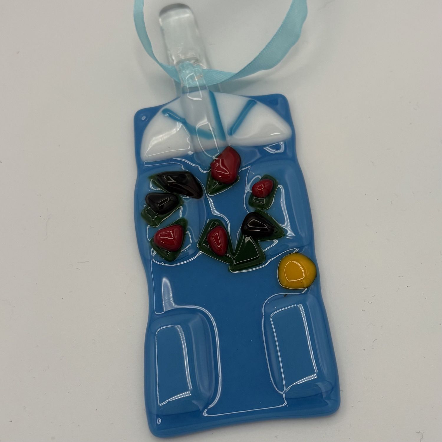 Brett Garrett, Fused Glass Ornament, Blue Door 2