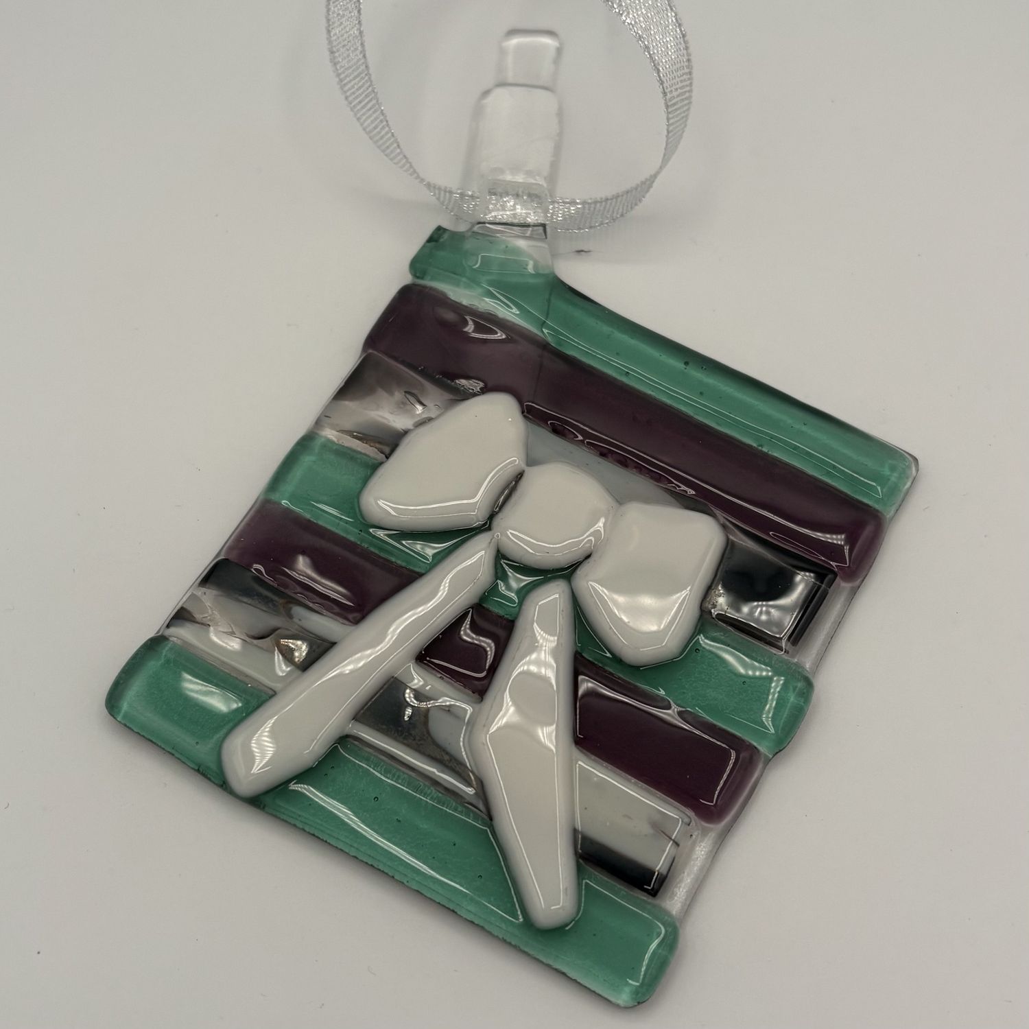 Adam Gibbemeyer, Fused Glass Ornament, Striped Present