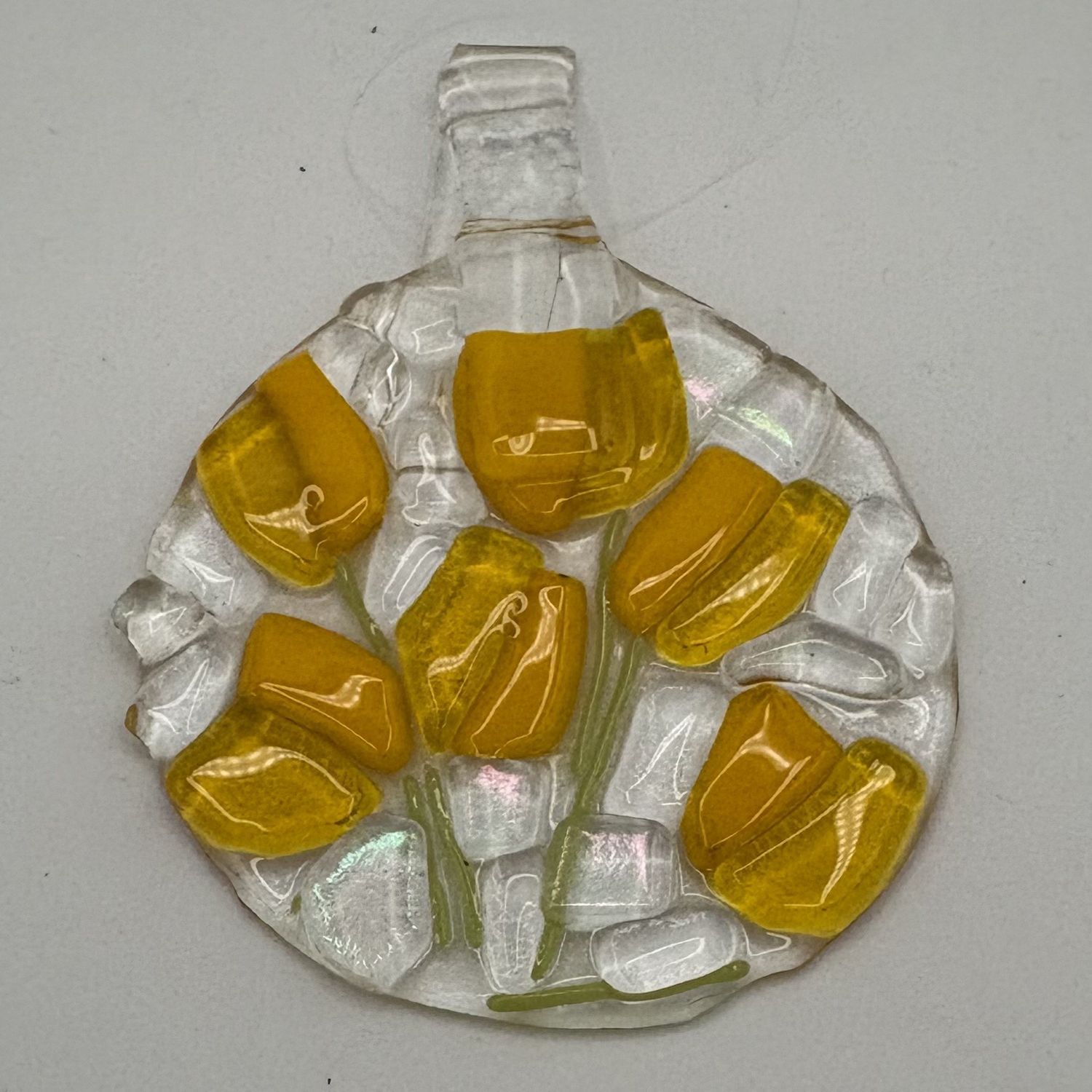 Tiffany Jameson, Fused Glass Suncatcher, Yellow Flowers