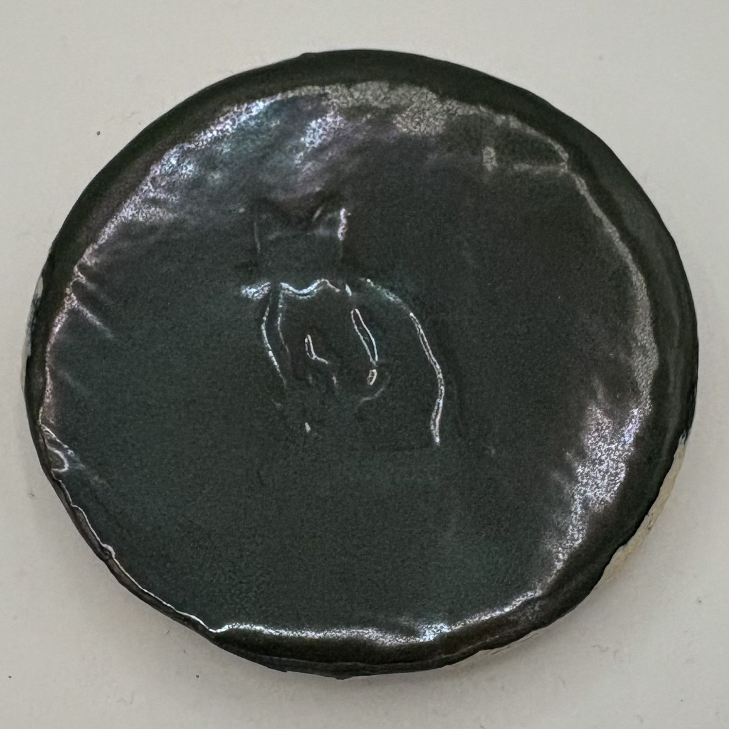 Tammy McCammon, Ceramic Coaster, Cat on Green