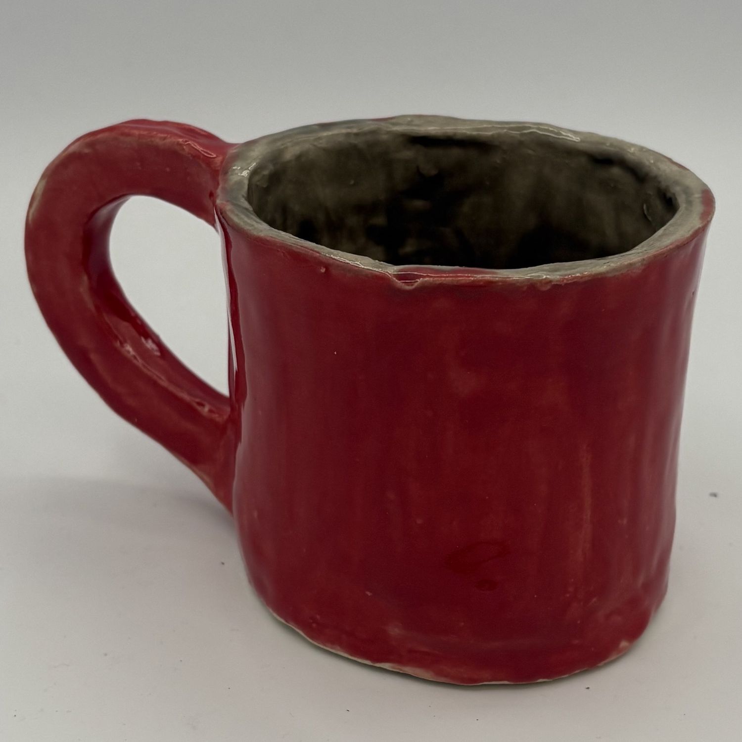 Saul Ray, Ceramic Mug, Red Exterior with Grey Interior