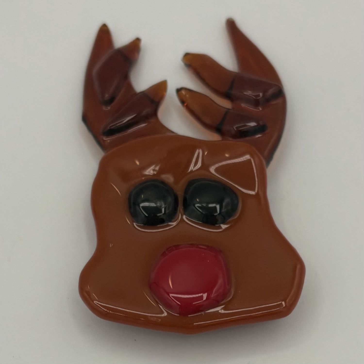 Annie Baxter, Fused Glass Magnet, Rudolph