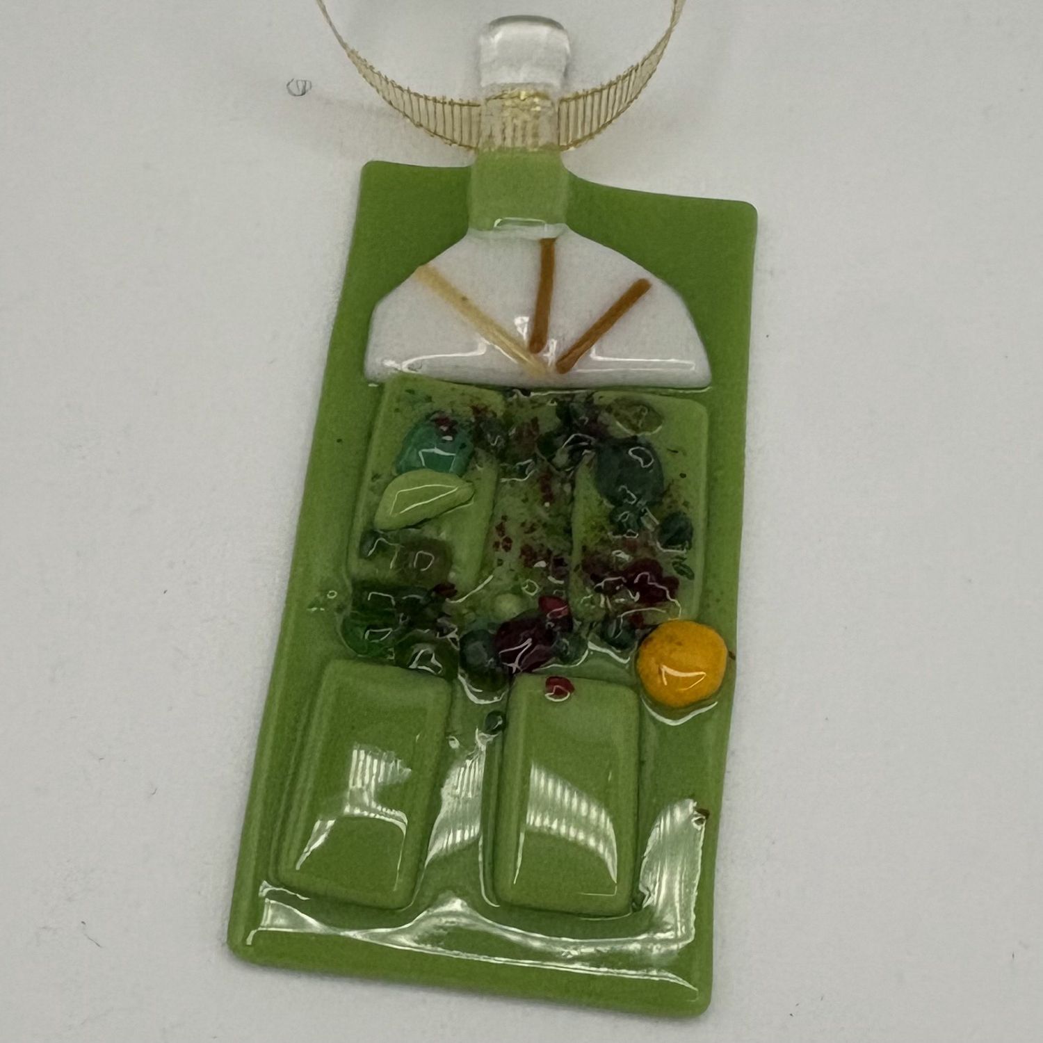 Annie Baxter, Fused Glass Ornament, Green Door 1
