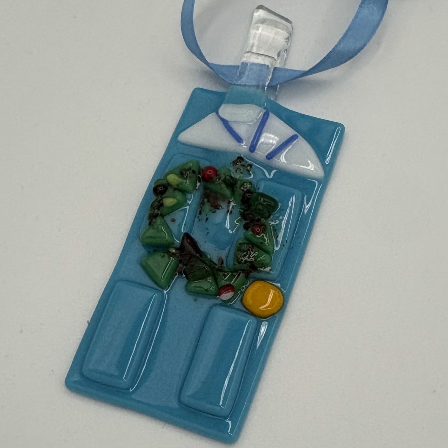 Sarah Alward, Fused Glass Ornament, Blue Door