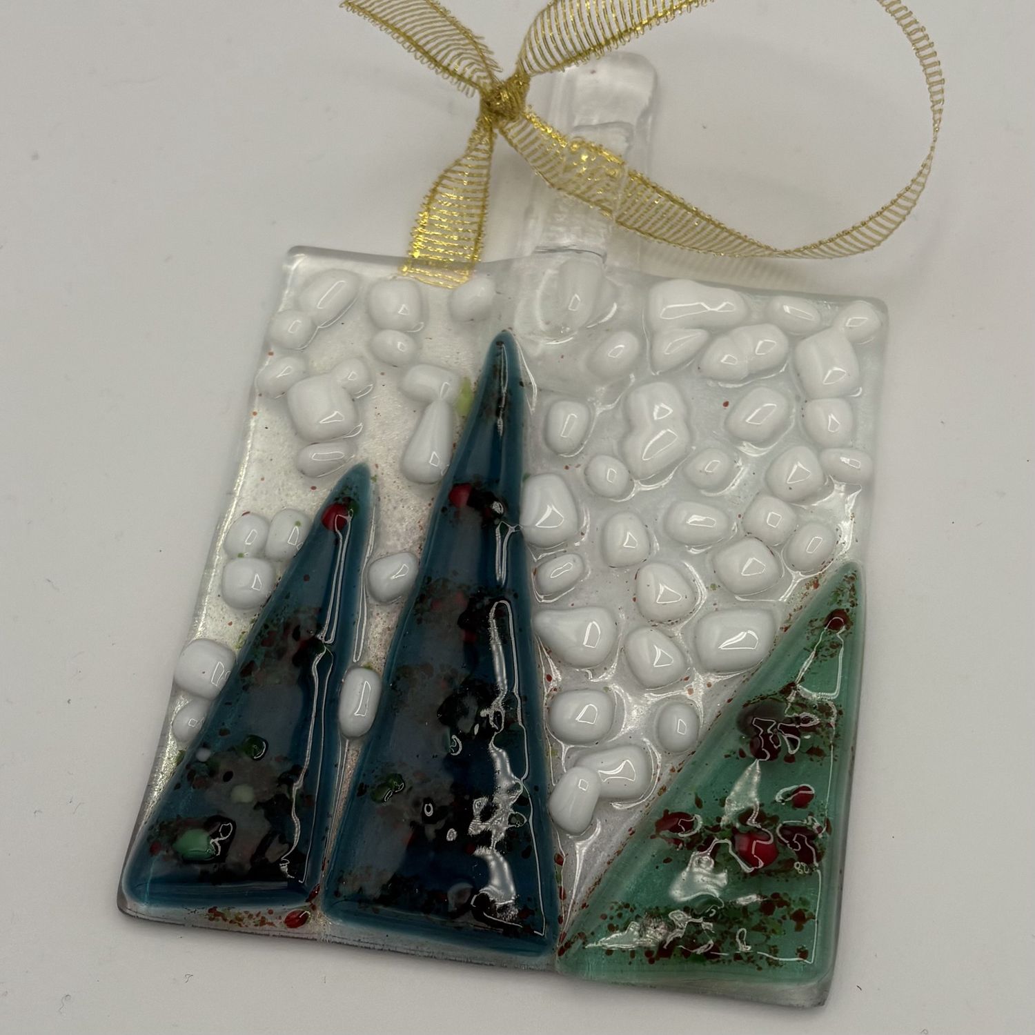 David Smyth, Fused Glass Ornament, Colorful Christmas Trees