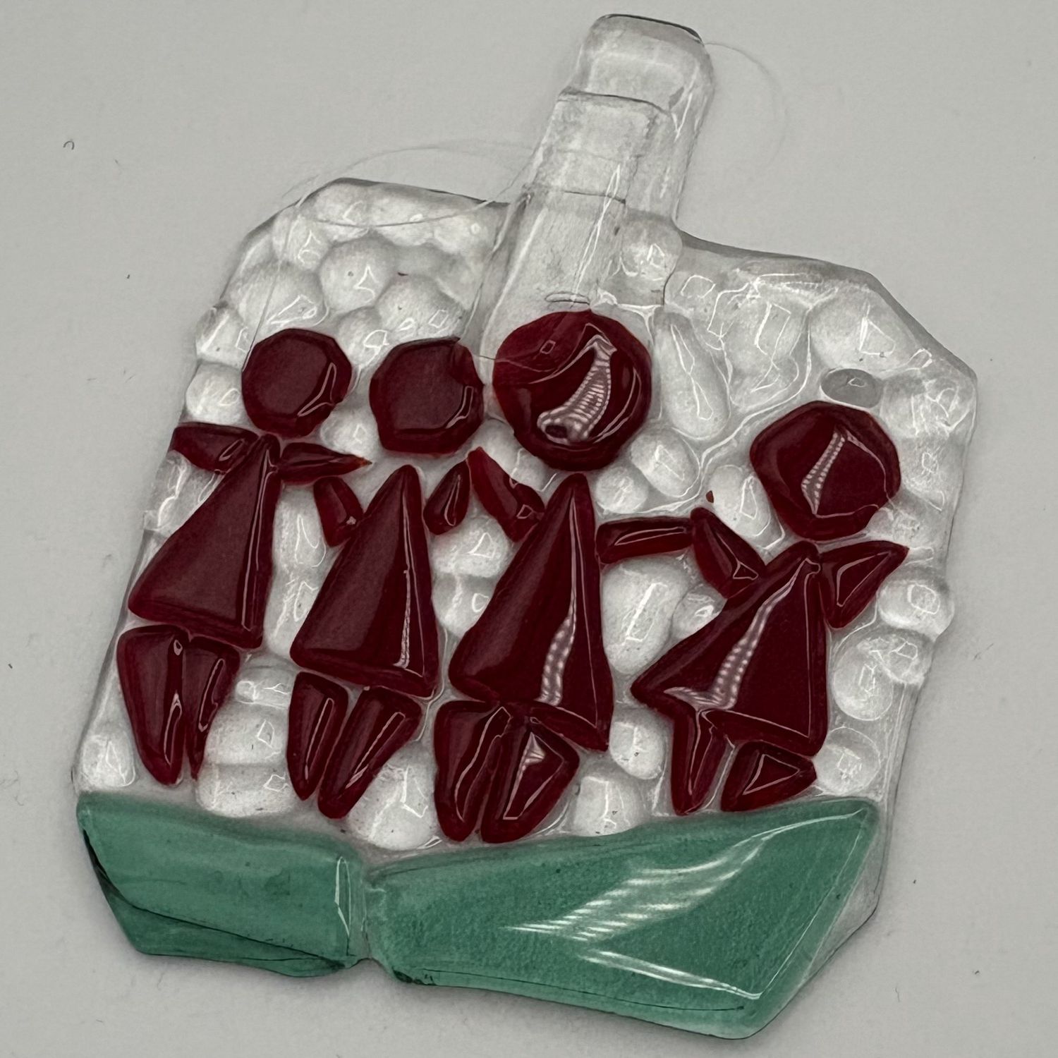 David Smyth, Fused Glass Suncatcher, Red People Statue