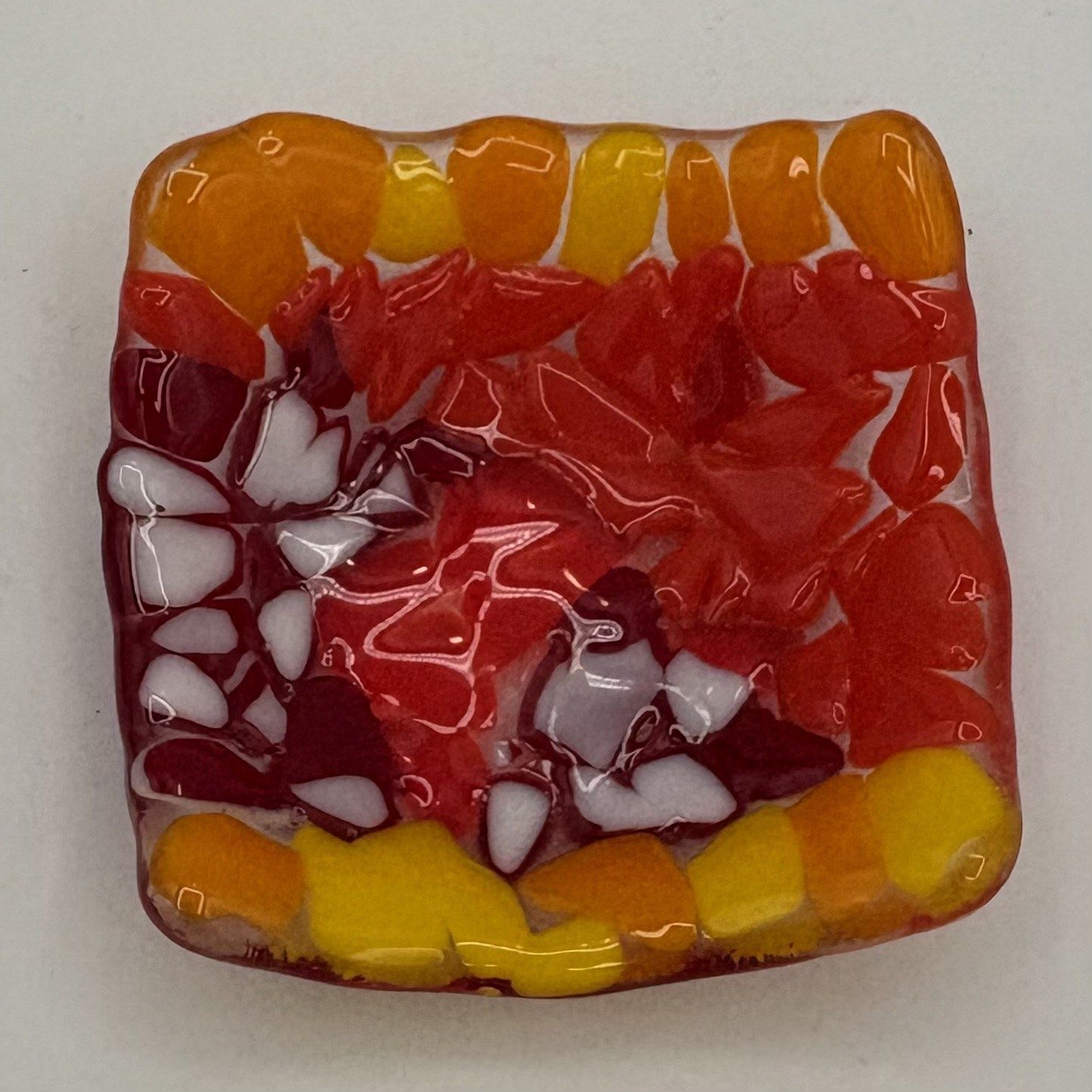 Andrea Walker, Fused Glass Ring Dish, Warm-Toned Chunks