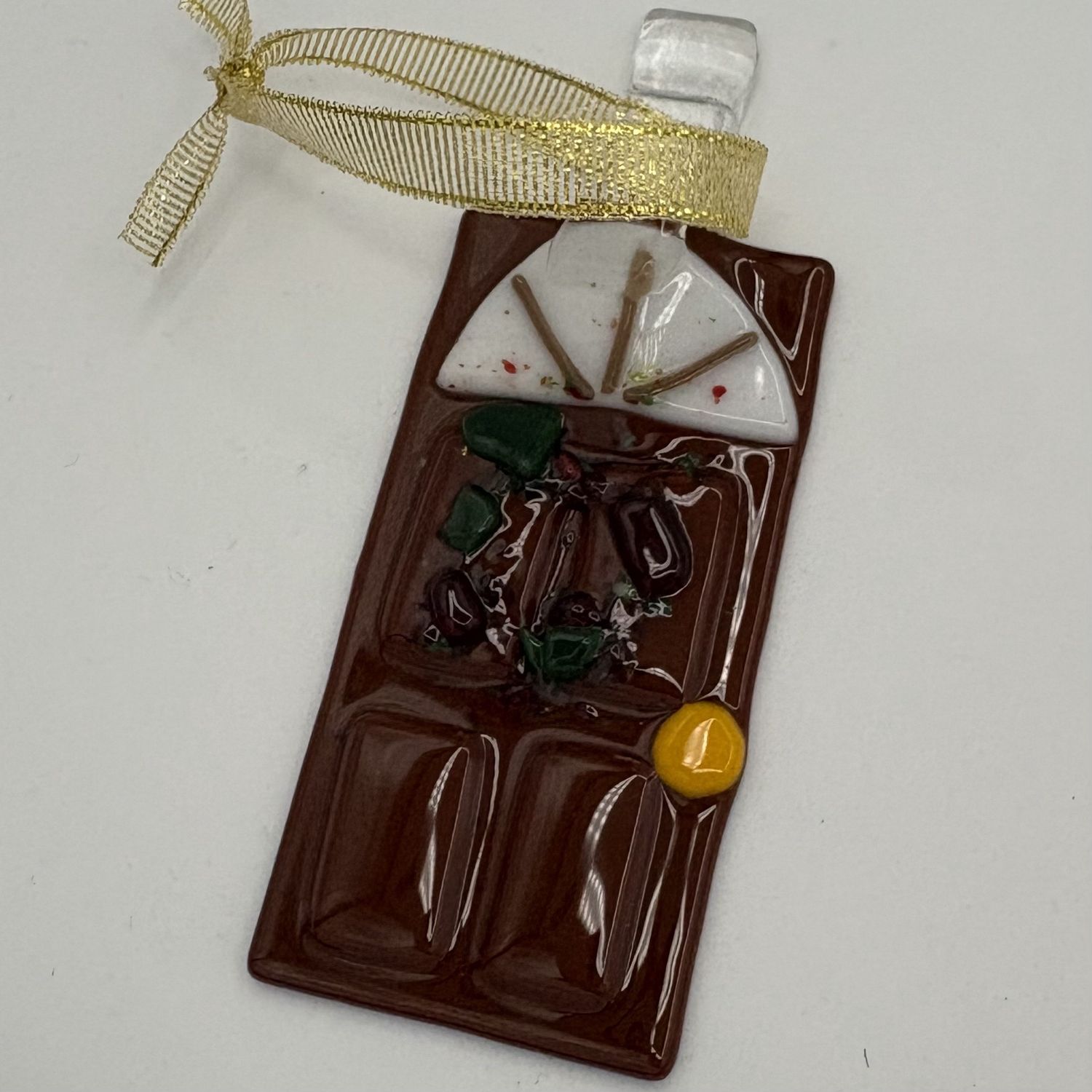 Chris Ryan, Fused Glass Ornament, Brown Door 1