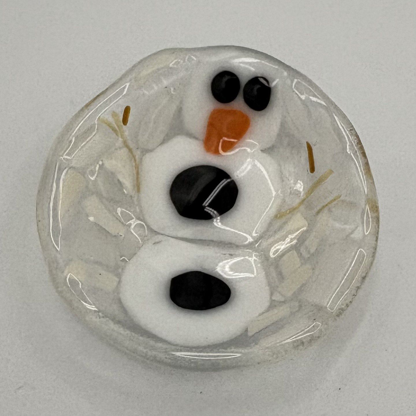 Andrea Walker, Fused Glass Ring Dish, Little Snowman