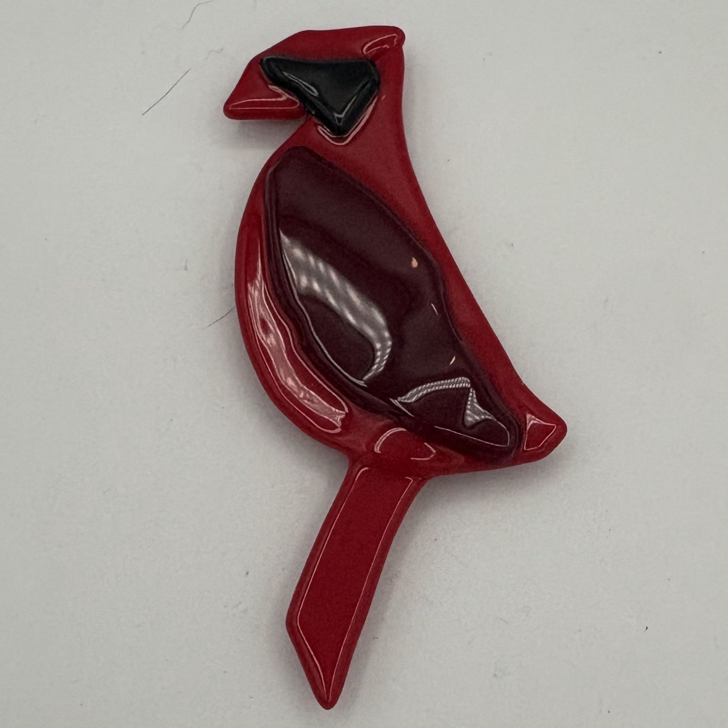 Erica Hasler, Fused Glass Magnet, Cardinal