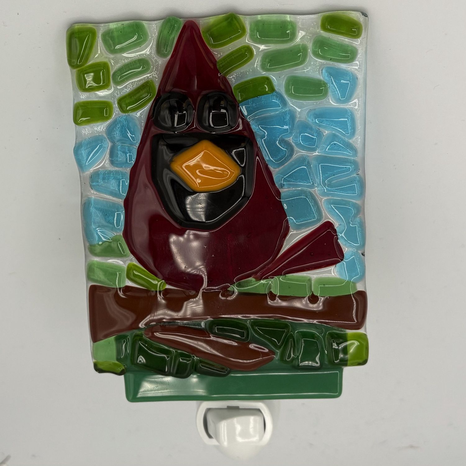 Melissa Powell, Fused Glass Nightlight, Resting Cardinal