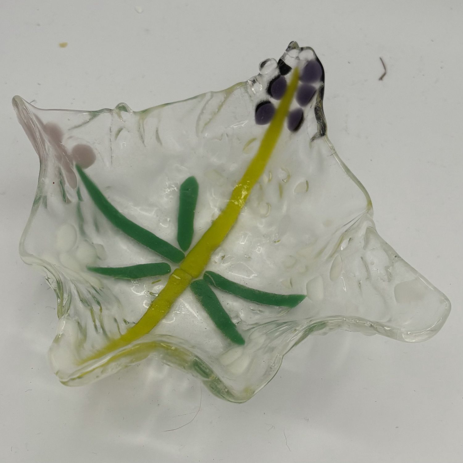 Mark Hodge, Fused Glass Drape, White and Purple Flowers