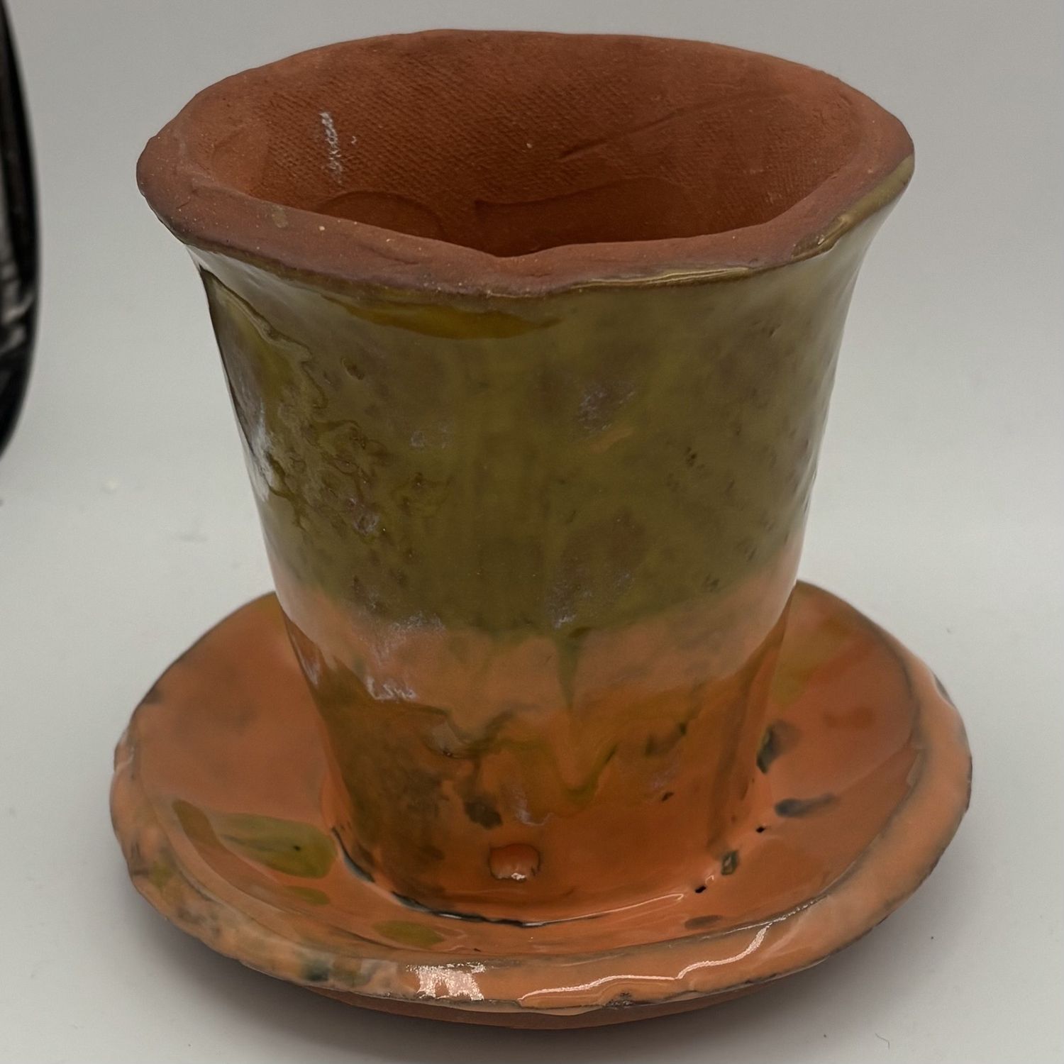 Mike Meehan, Ceramic Planter, Orange and Green Design