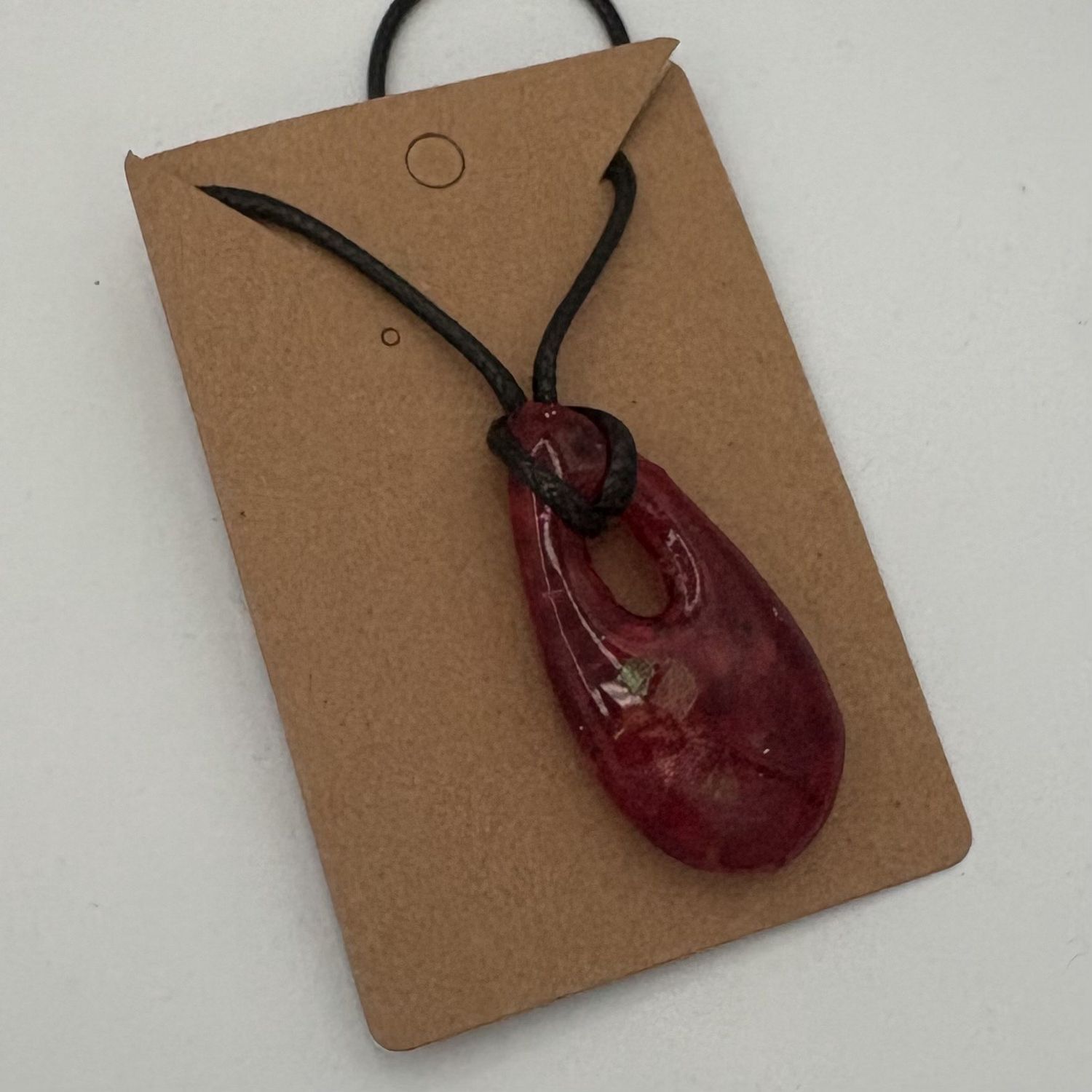 Jody Mann, Fused Glass Pendant, Red Design 1