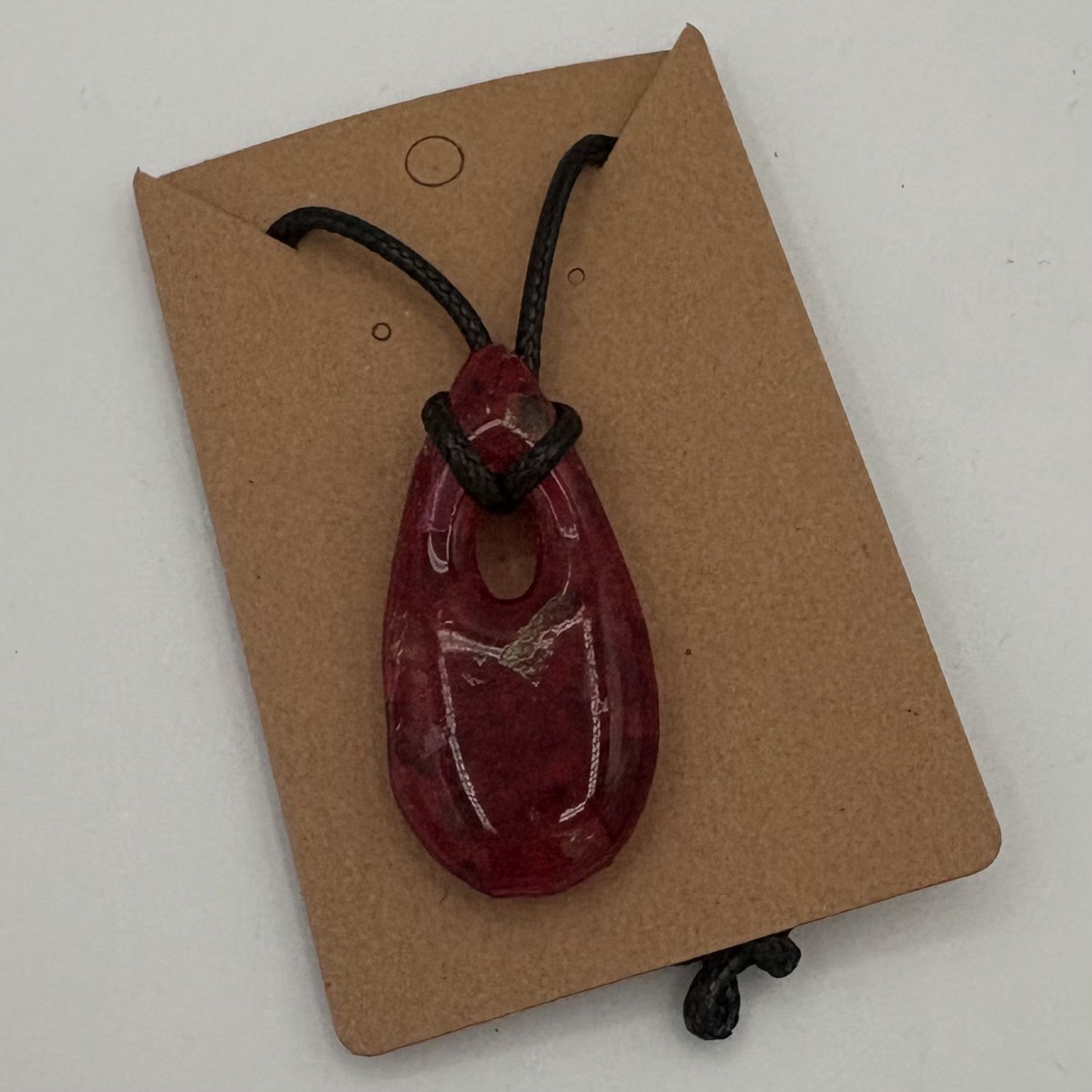 Jody Mann, Fused Glass Pendant, Red Design 2