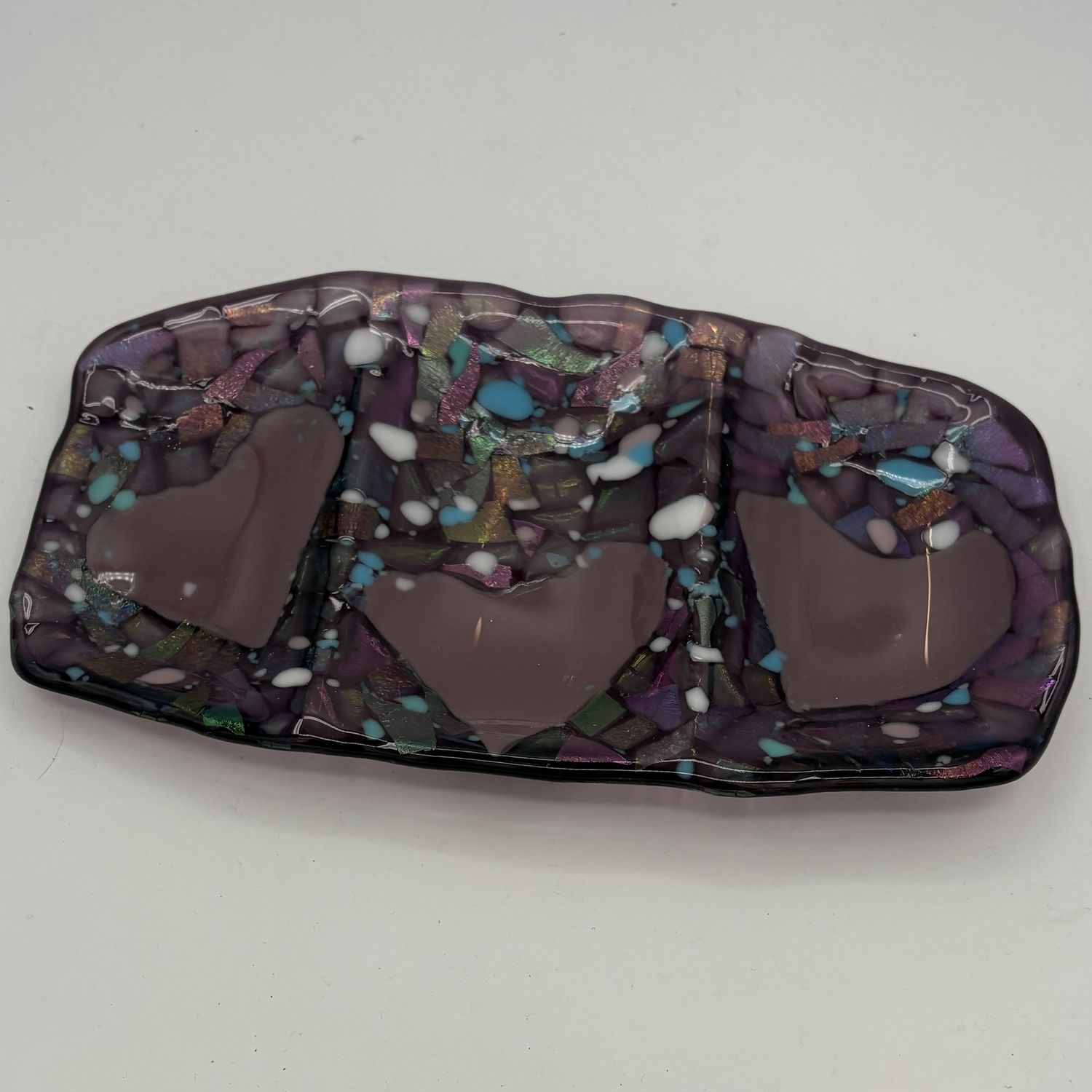 Tammy McCammon, Fused Glass Dish, Purple Hearts