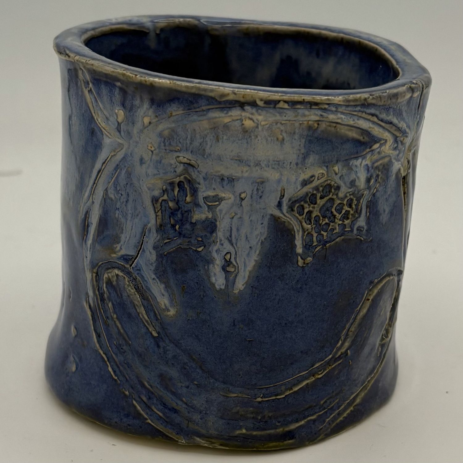 Annie Baxter, Ceramic Container, Blue Smiley Face