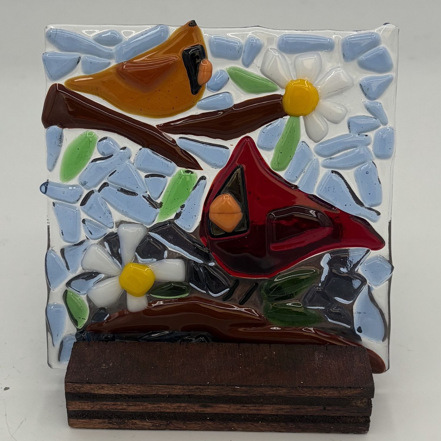 Alaina Weeks, Fused Glass Stand Piece, Resting Birds