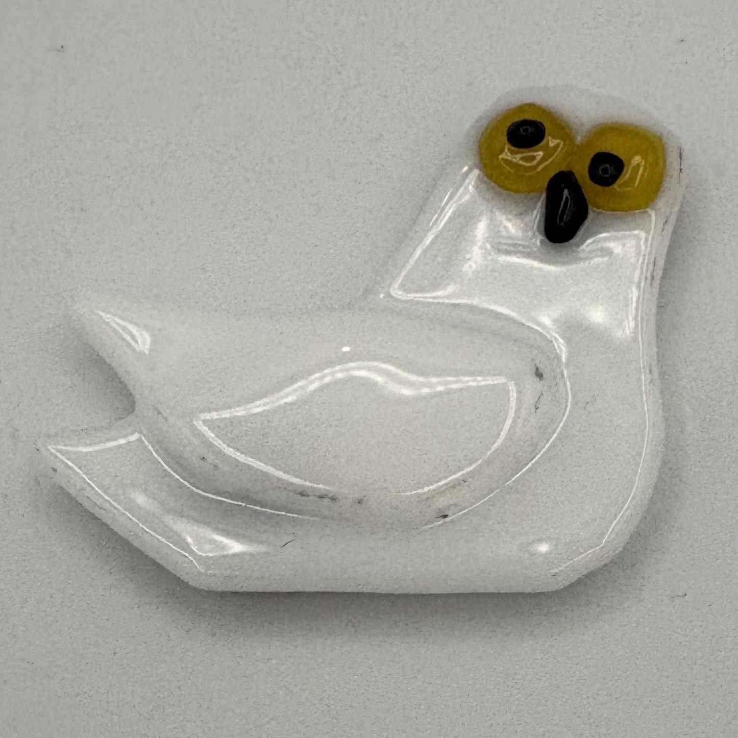 Tiffany Jameson, Fused Glass Magnet, White Bird